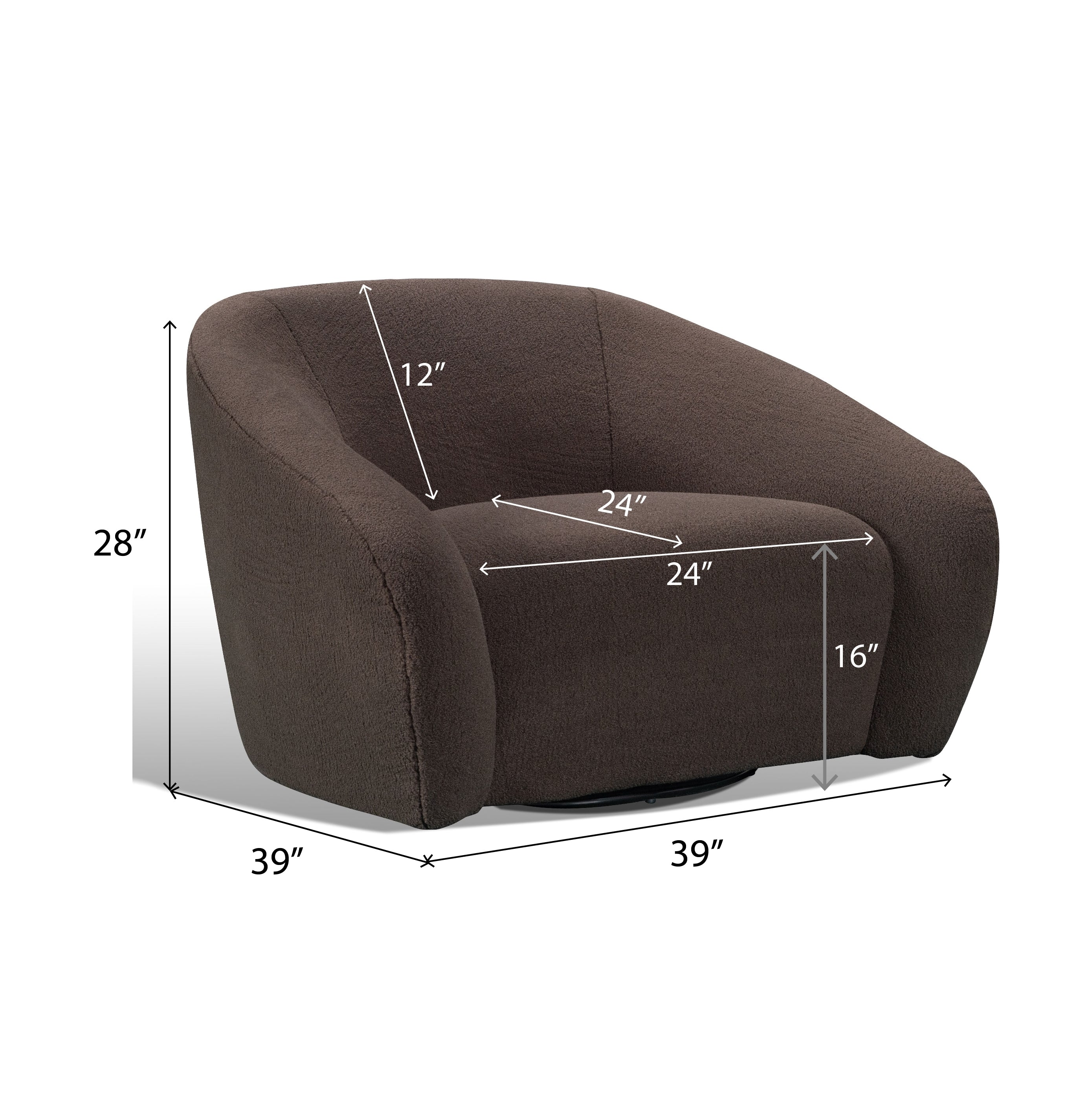 Roundhill Furniture Luzern Modern Boucle Upholstered Accent Chair - 360° Swivel Lounge Chair for Living Room, Bedroom & Office - Soft Fabric Contemporary Seating with Rotating Base