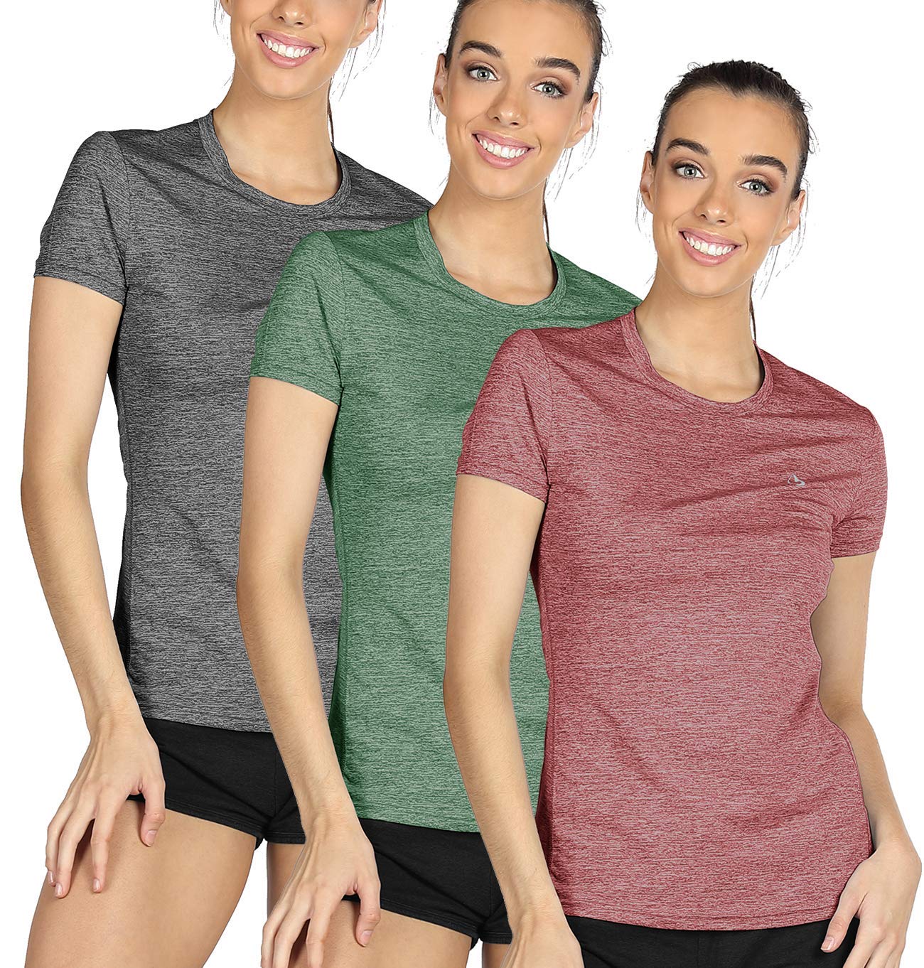 Icyzone Women's Workout Running T-Shirts - Breathable Fitness Athletic Yoga Tops for Gym, Exercise & Sports (3-Pack) | Perfect for Yoga, Running, Gym Training & Active Lifestyle