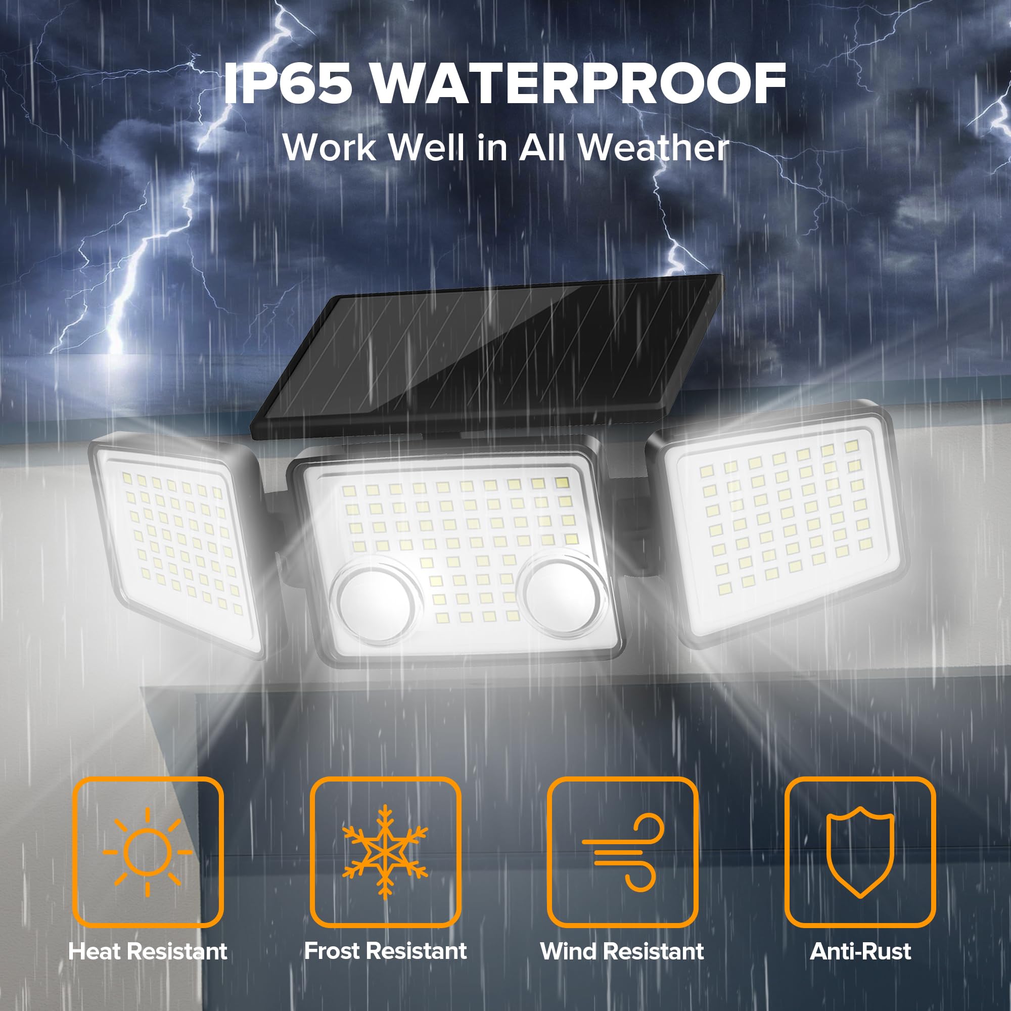 UME 3000 Lumen 7000K Solar Outdoor Lights - 152 LED Super Bright Motion Sensor Security Lights with Dual Sensors, IP65 Waterproof, 270° Wide Angle Solar Flood Lights (3 Modes, 2 Pack) - Perfect for Garden, Yard, Pathway, and Driveway Lighting