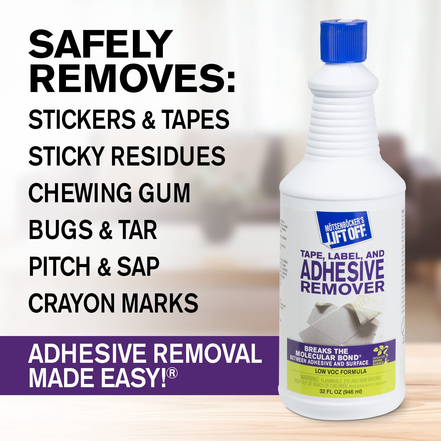 Motsenbocker’s Lift Off 40703-6PK 32-Oz Adhesive Remover - Safely Remove Stickers, Glue, Decals & Sticky Residue from Cars, Furniture, Tile & Wood | Perfect for Home Cleaning, Auto Detailing & DIY Projects
