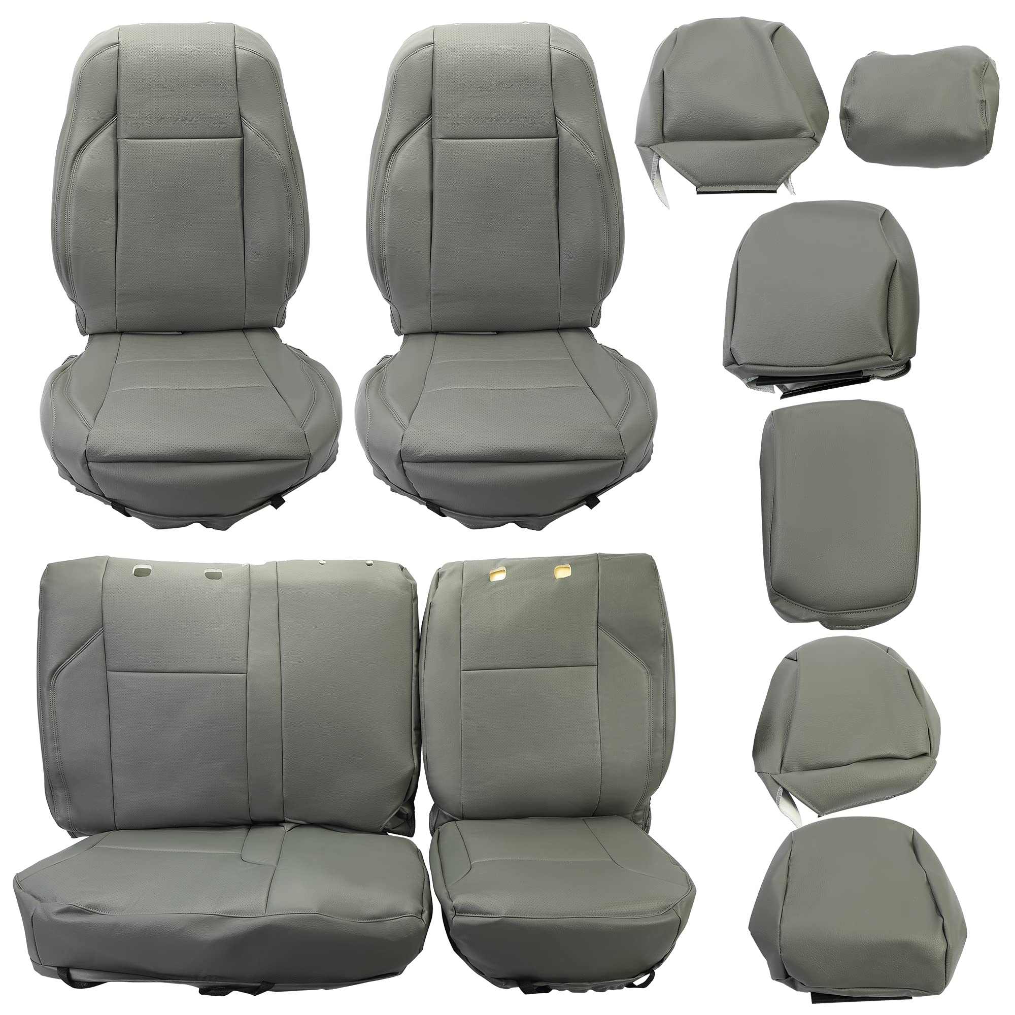 KUAFU Custom Fit Seat Covers for 2016-2022 Toyota Tacoma Double Cab - Premium Artificial Leather with Manual Adjustable Driver Seat - Gray Car Accessories - Perfect for Daily Commuting, Road Trips & Off-Road Adventures