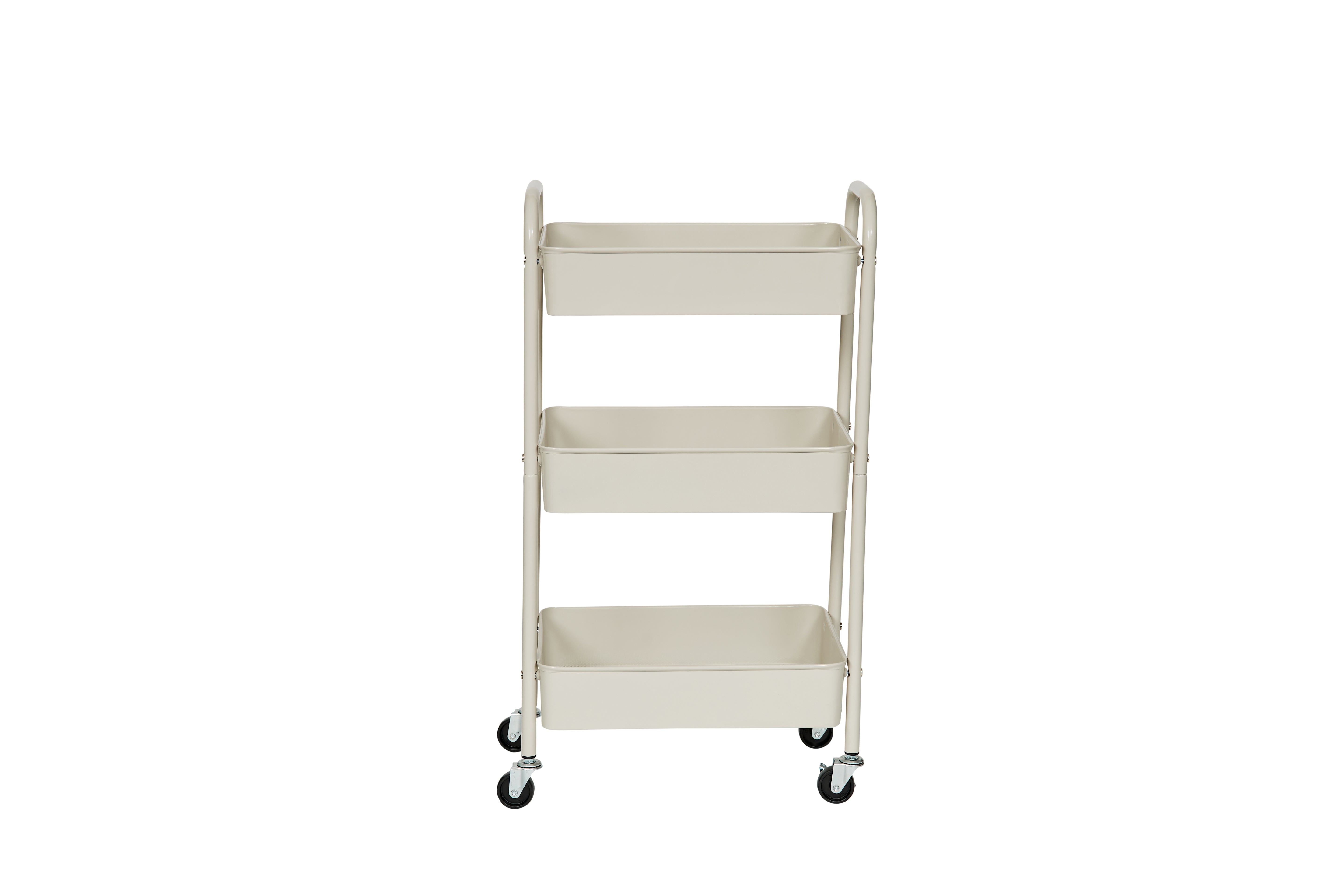 3 Tier Rolling Cart with Wheels - Grey Metal Utility Cart for Kitchen, Office, Bathroom Storage & Organization - Perfect for Home, Dorm, Salon Use