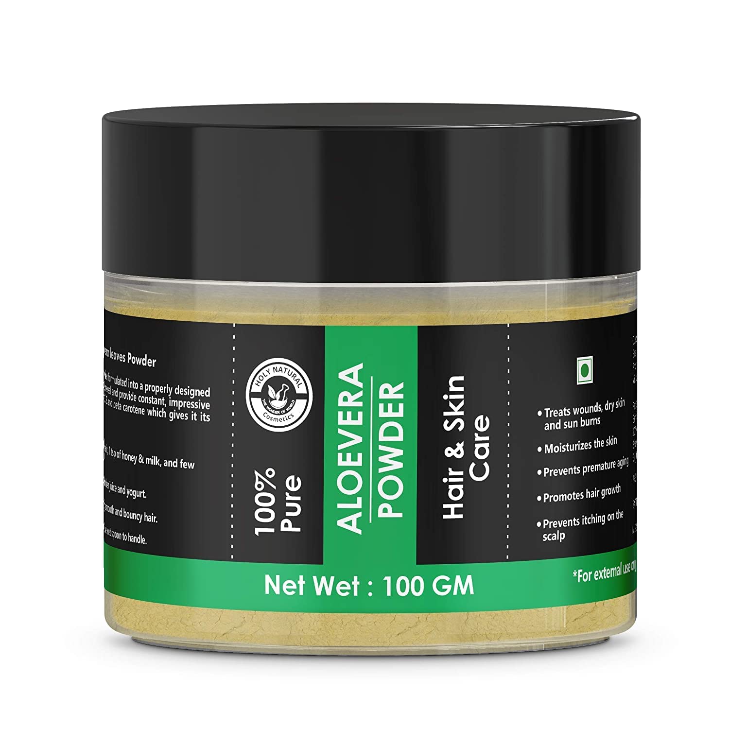 ZANTO Holy Natural Aloe Vera Powder - 100 GM (Jar) | 100% Pure & Natural Aloe Powder for Skin, Hair & Face Masks | No Additives, Preservatives or GMO | DIY Beauty & Wellness Recipes