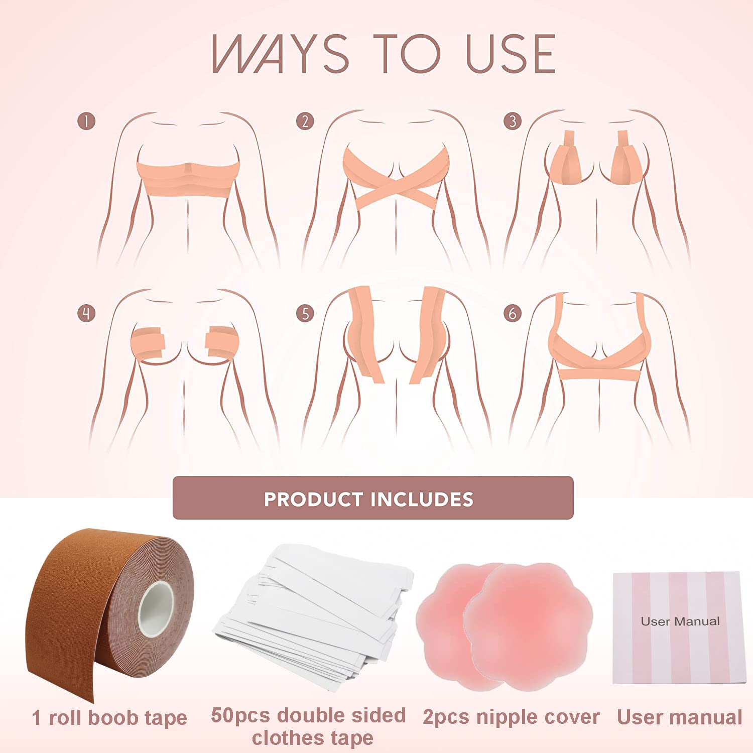 JEONEKID Boob Tape for Large Breasts - Invisible Breast Lift Tape, Skin-Friendly Waterproof & Sweatproof Body Tape for Women | Perfect for Backless Dresses, Strapless Outfits, and Special Occasions