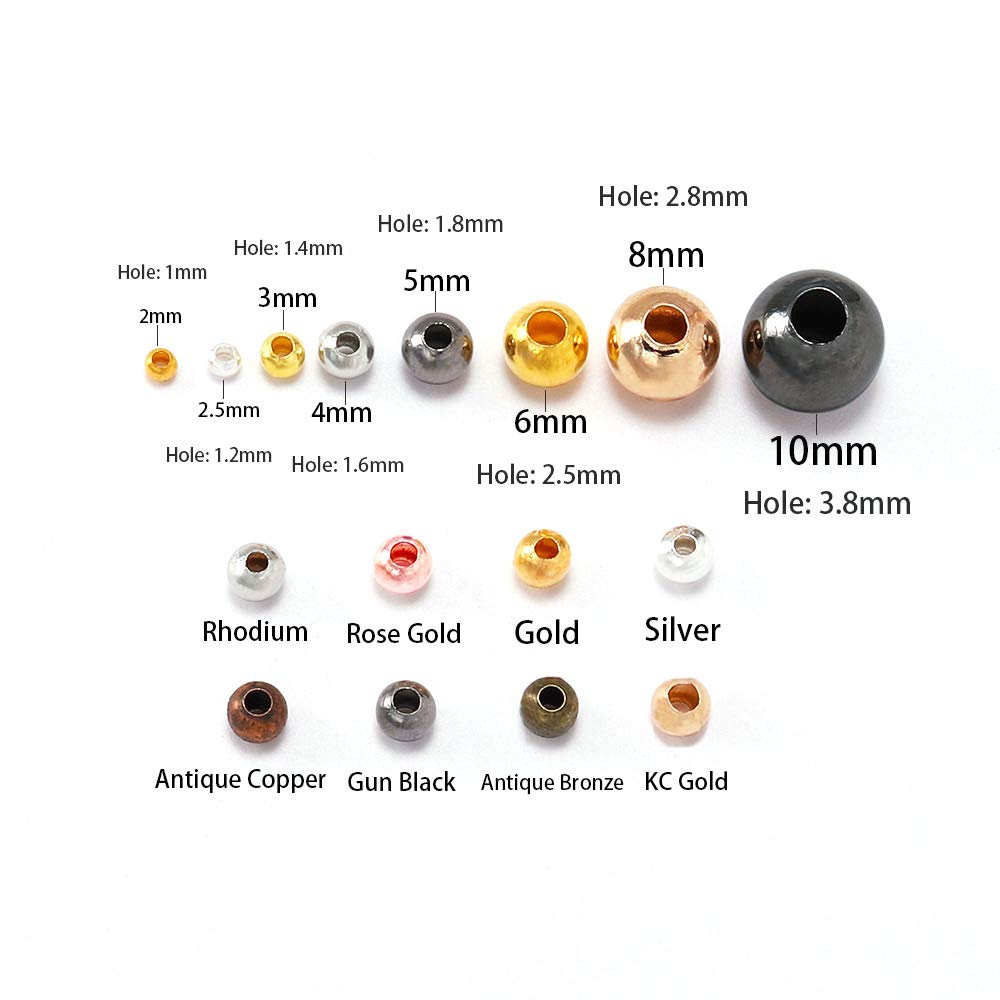 30pcs 10mm Gun Black Round Spacer Beads - Smooth Ball End Seed Metal Beads for Jewelry Making, DIY Crafts, Bracelets & Necklaces - Jewelry Findings & Accessories Supplies (Gun Black, 10mm/0.39inch) - Perfect for Beading, Charms & Handmade Jewelry Designs