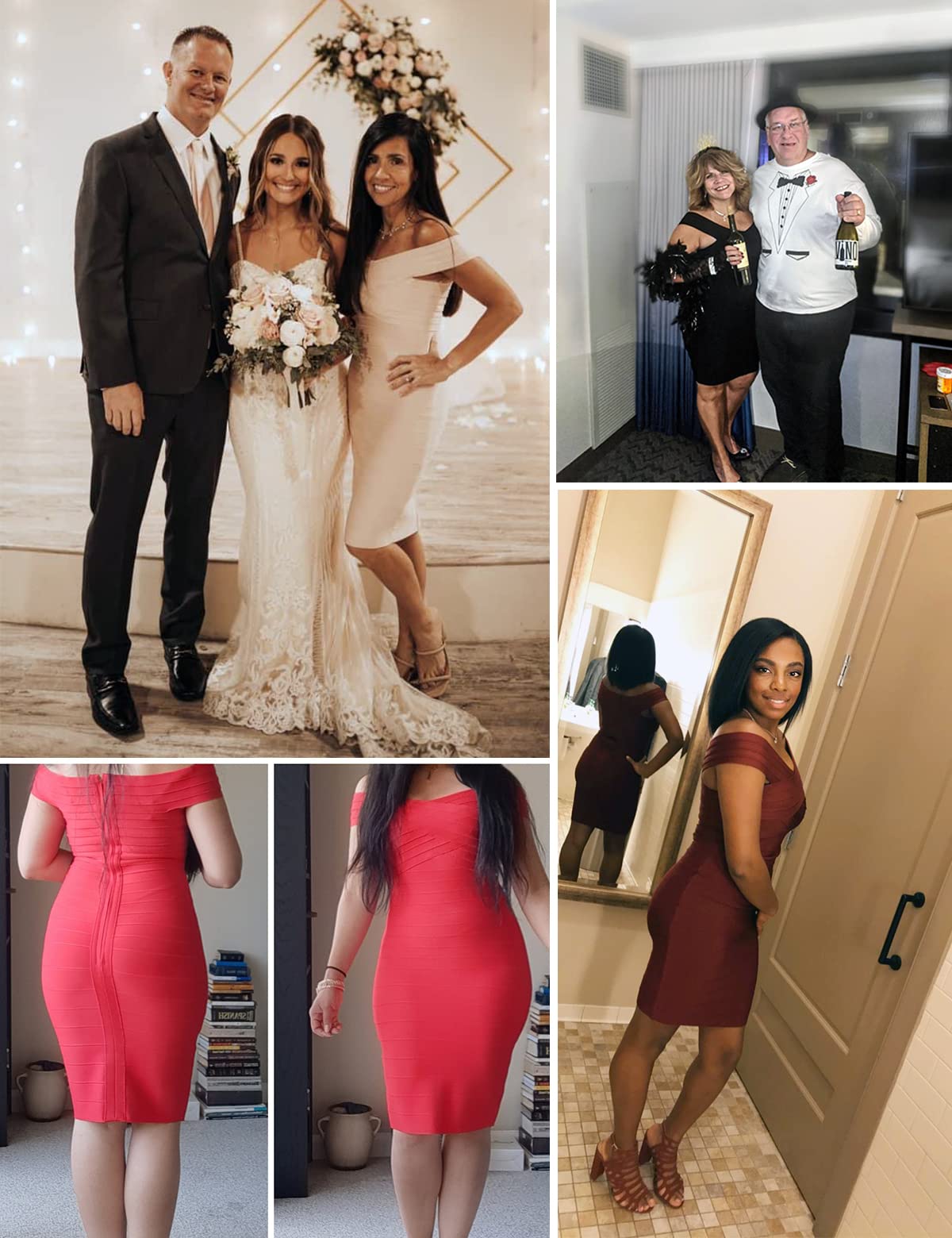Madam Uniq Women's Bandage Dress - Off The Shoulder Bodycon Cocktail Dress for Wedding Guest, Club Party & Night Out | Sexy Tight Fitted Dress for Women | Perfect for Date Night, Bachelorette Party & Special Occasions