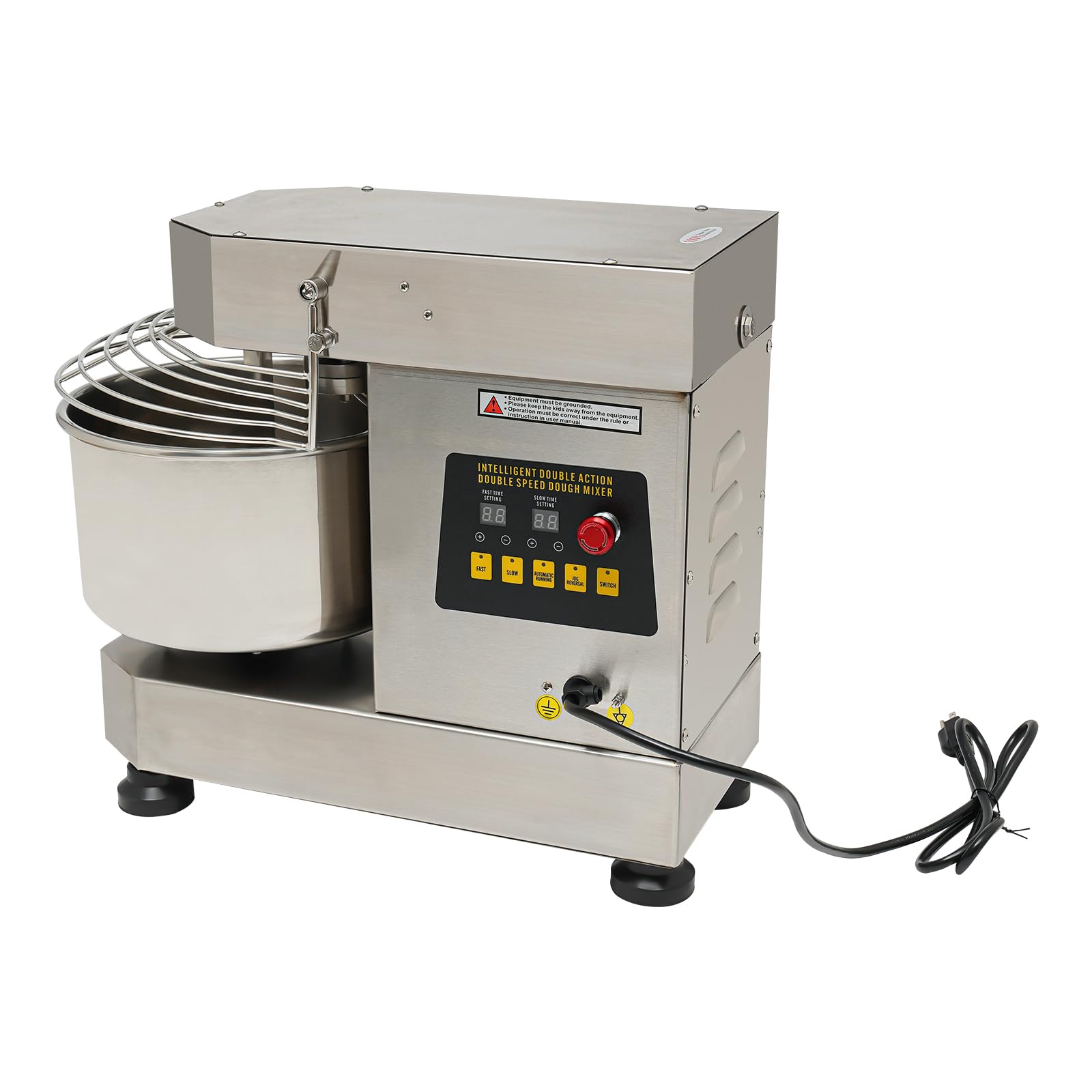 750W 12Qt Commercial Food Mixer with Timer - Heavy Duty Stainless Steel Dough Kneading Machine for Bakery, Pizzeria & Restaurant - Perfect for Mixing Dough, Jams, Batters & More (110V)
