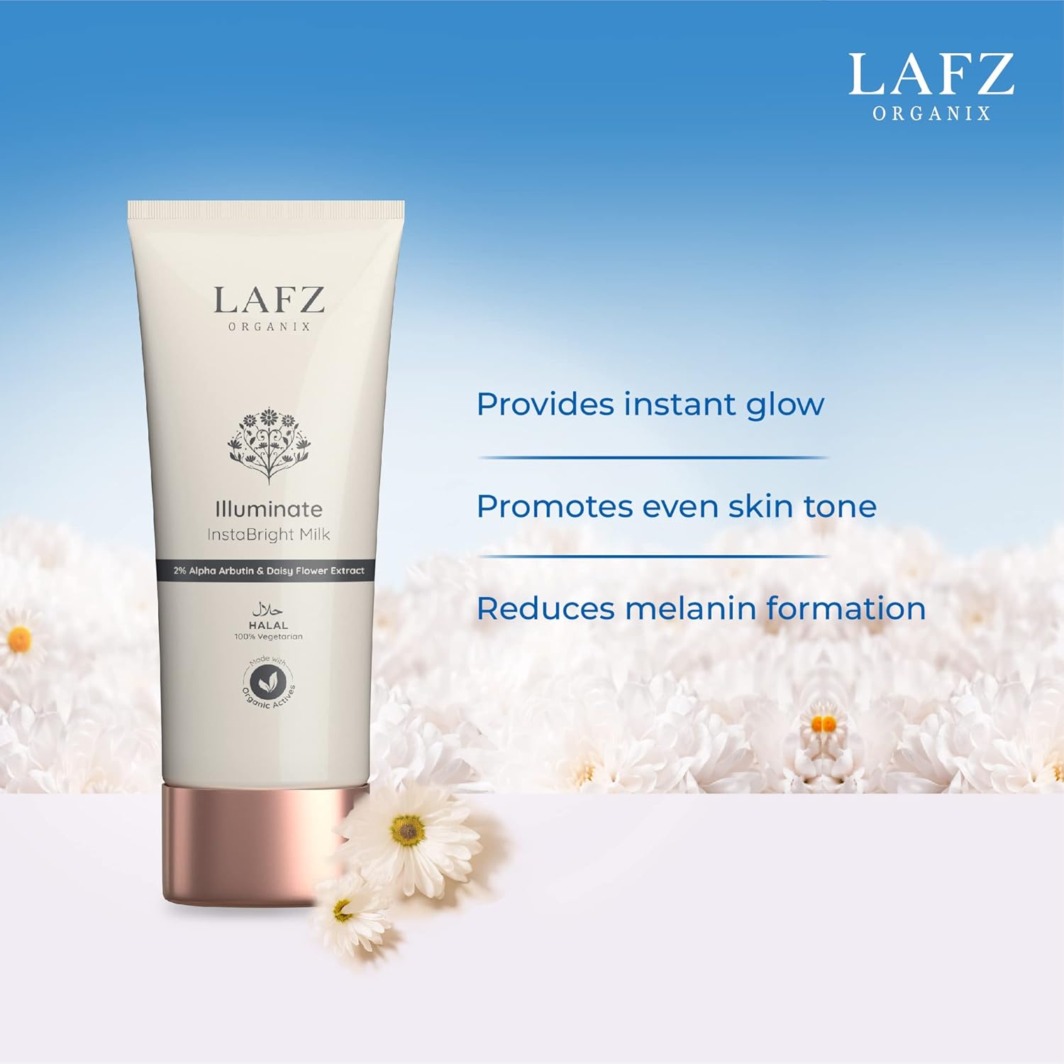 Lafz Organix Illuminate Insta Bright Milk 75ml - Brightening Facial Serum for Glowing Skin | Perfect for Morning & Night Skincare Routine