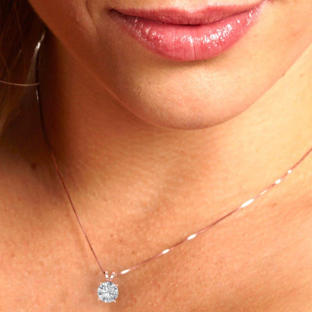 1.0 ct Lab-Created White Sapphire Solitaire Pendant with 18