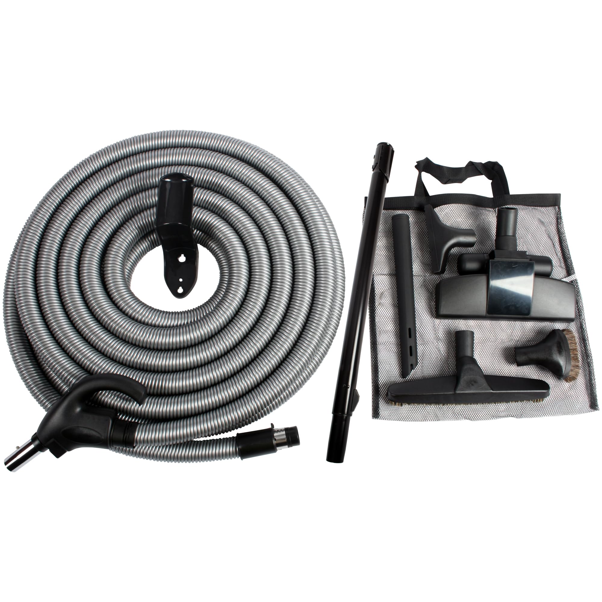 Cen-Tec Systems 97338 50Ft Black Central Vacuum Low Voltage Attachment Kit with Switch Control Hose - Perfect for Whole House Cleaning & Hard-to-Reach Areas
