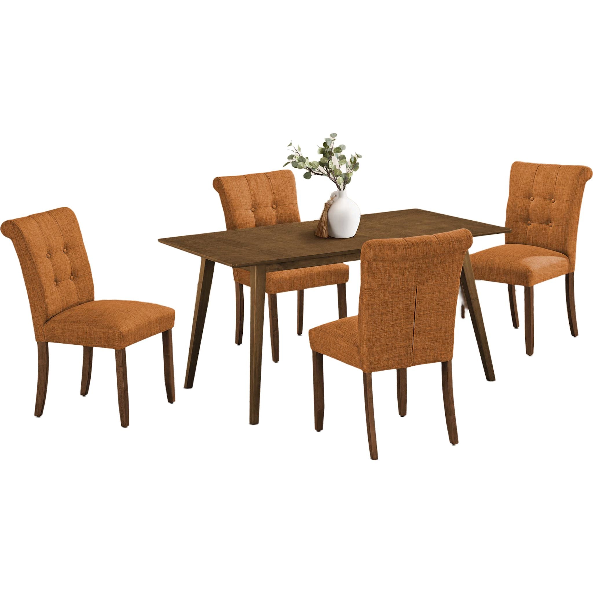 Modern 5-Piece Asher Wooden Dining Set - Solid Oak Table & 4 Chairs for Kitchen, Dining Room, or Small Space - Perfect for Family Meals & Entertaining Guests