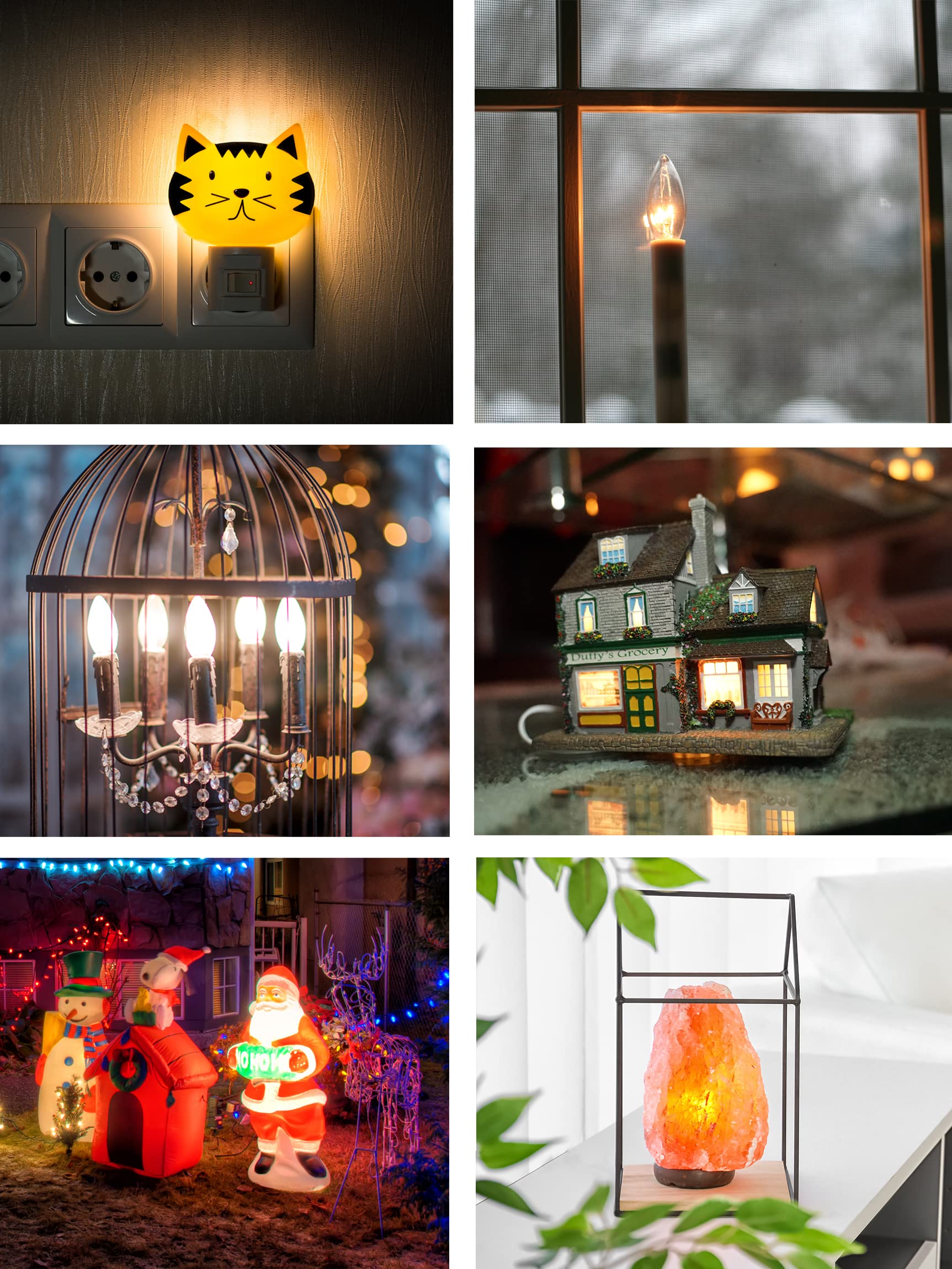 7W LED Night Light Bulbs - C7 E12 Candelabra Base, Warm White 2700K, 7-Watt Energy Efficient Bulbs for Chandeliers, Christmas Decor, Salt Lamps & Home Ambiance Lighting | Perfect for Bedrooms, Living Rooms & Holiday Decorations