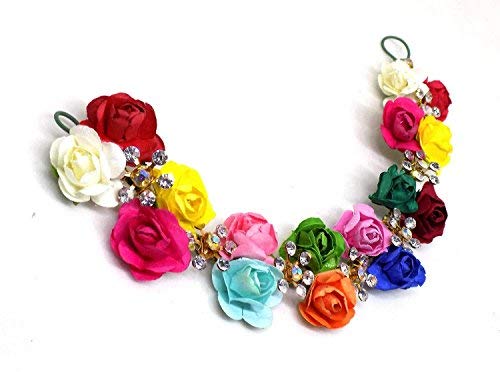 Ekan Hair Gajra Accessories for Women - Multicolor Floral Hair Jewelry (30g, Pack of 1) - Perfect for Weddings, Parties & Traditional Indian Outfits