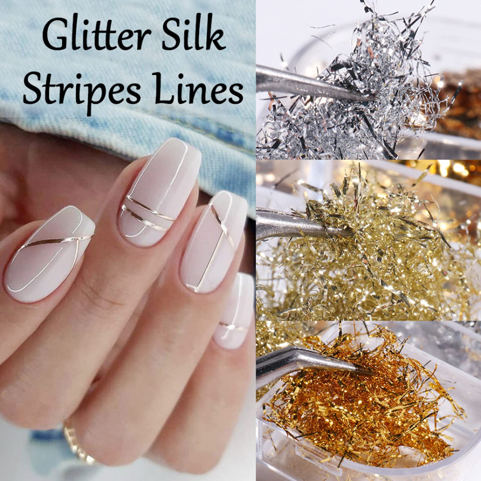6 Grids Gold Silver Nail Foils - Shining Nail Glitter Flakes & Sequins Stickers for Nail Art | DIY Manicure, Salon Professional Nail Design Accessories