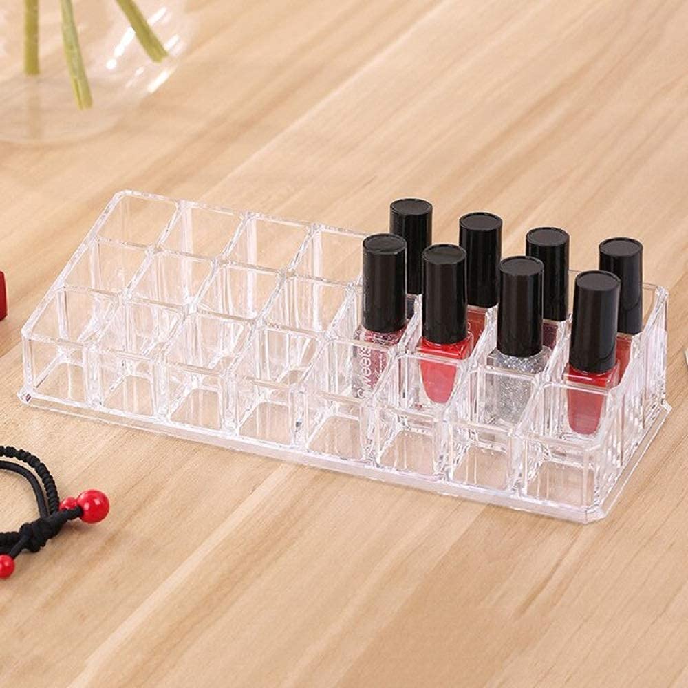 24-Slot Clear Acrylic Lipstick Organizer Stand | Flipco Cosmetic Display Holder for Lipsticks, Makeup Brushes & Small Bottles | Perfect for Vanity, Bathroom & Salon Organization