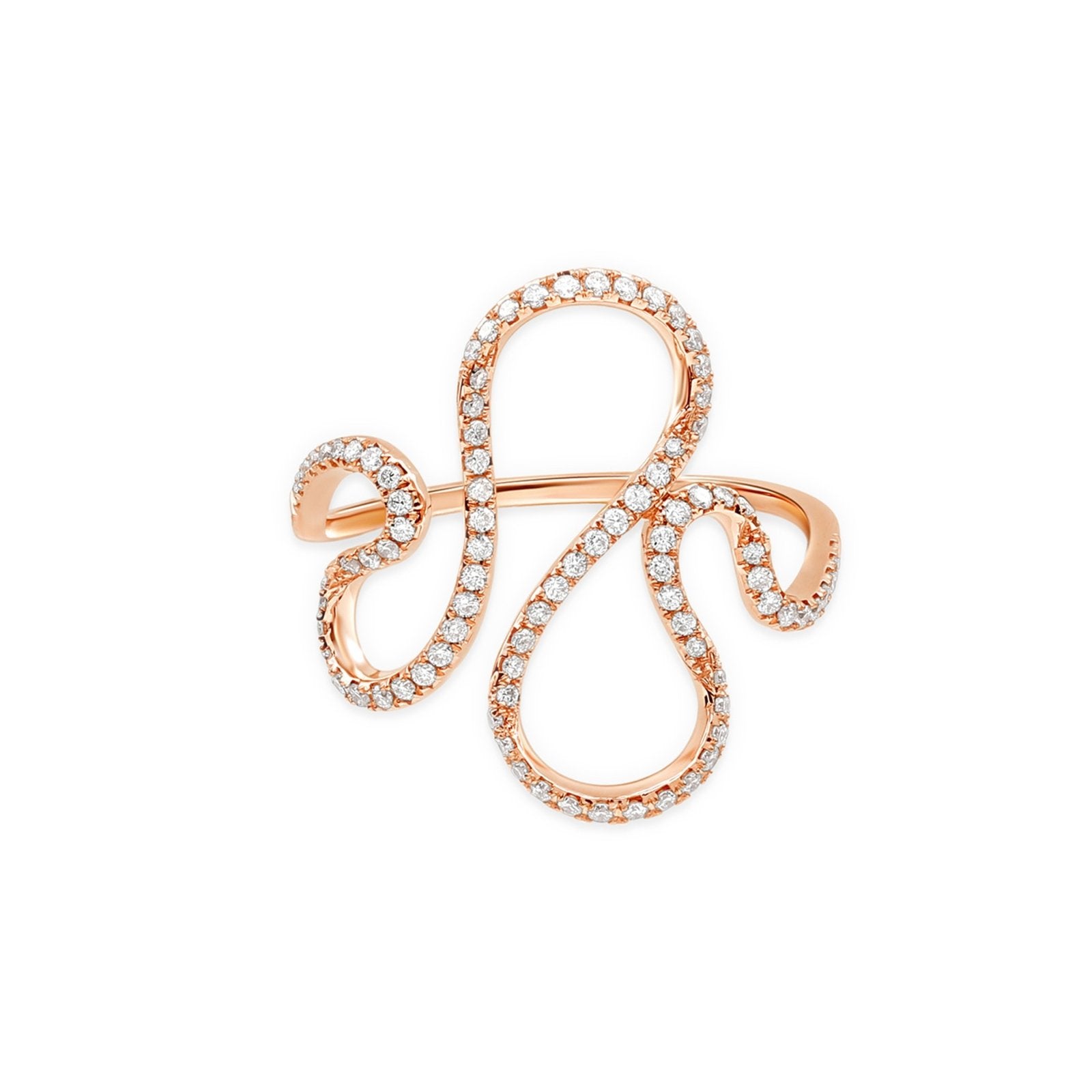14K Rose Gold Diamond Wave Ring for Women - Elegant Stackable Band, Perfect for Wedding, Anniversary, and Everyday Jewelry Gift