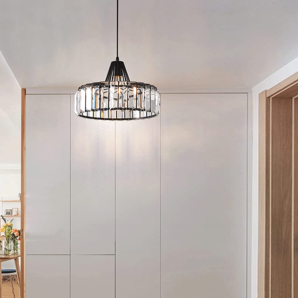 Modern Crystal Chandelier - Elegant Round Pendant Light for Bedroom, Balcony, Bathroom & Dining Room - Wrought Iron Hanging Fixture for Luxury Home Decor, Clothing Store Lighting & Interior Design