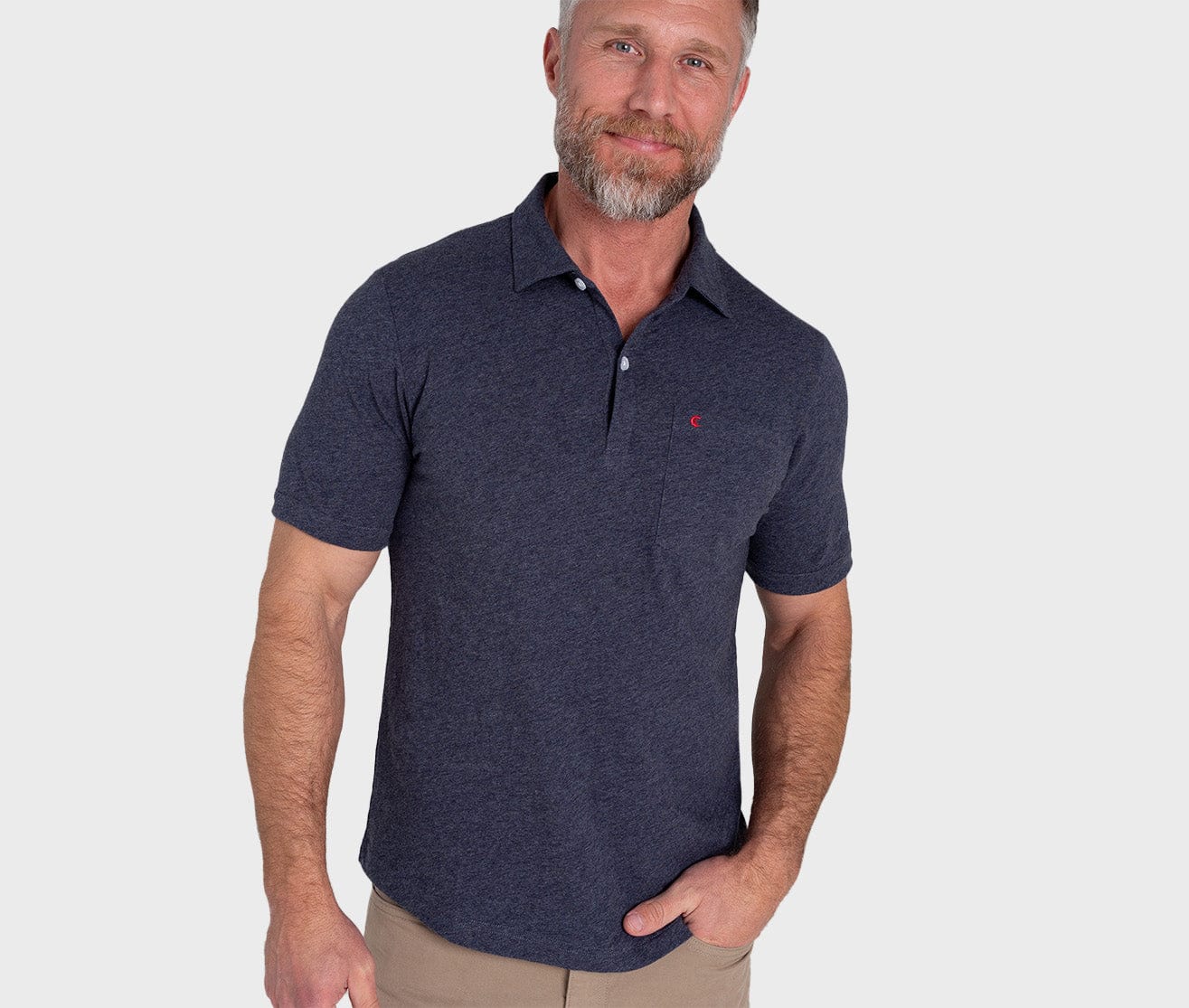 Sunwashed Cotton Polo Shirt for Men - Heather Navy Blue Casual Wear - Perfect for Office, Golf & Summer Outings