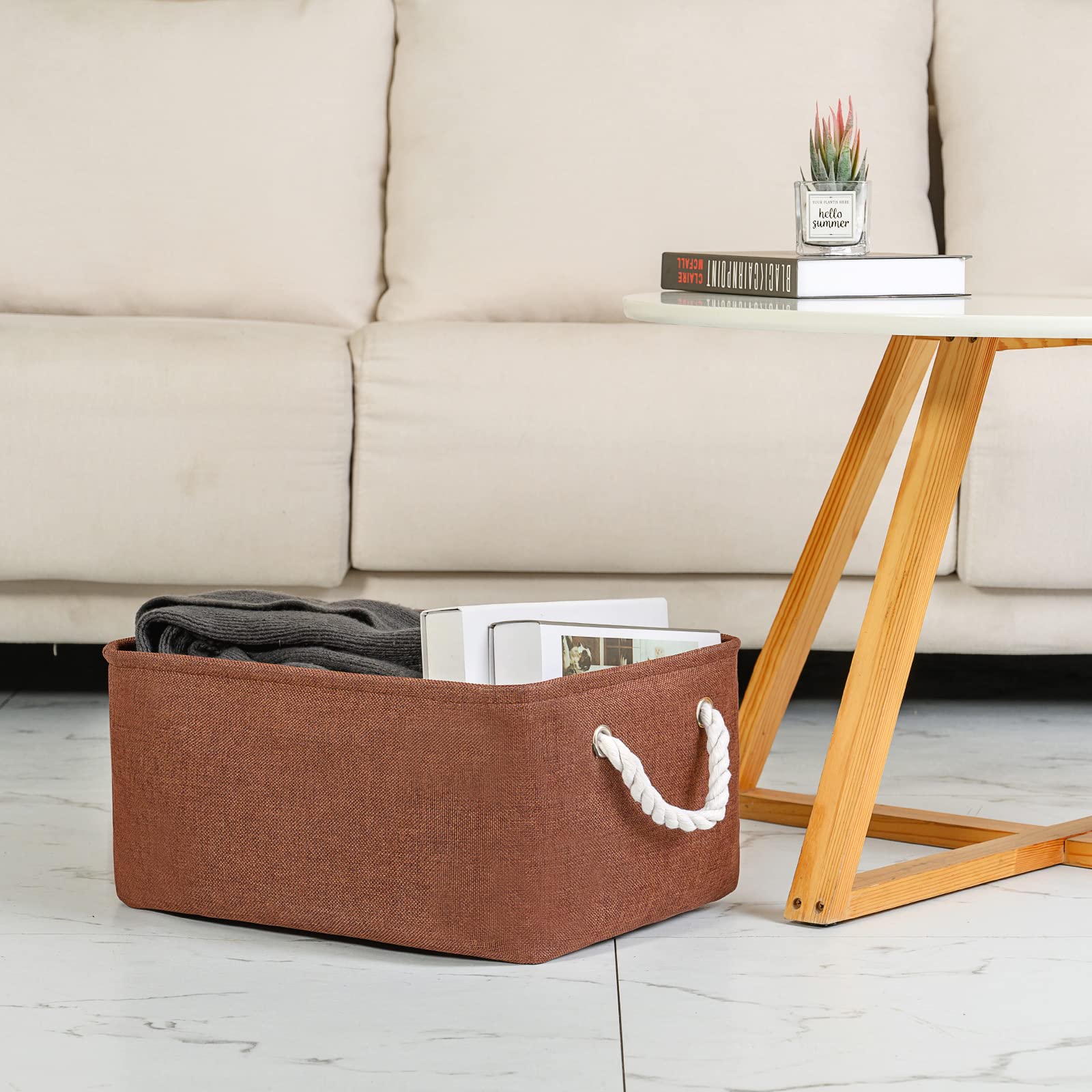 TheWarmHome Large Rectangular Fabric Storage Bin with Handles - 15