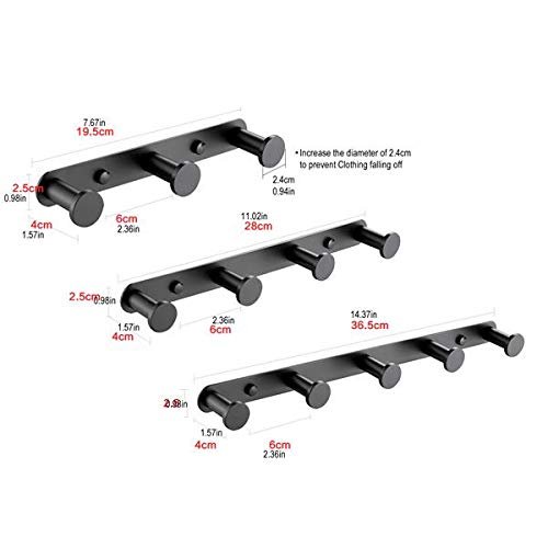 Stainless Steel Towel Hook Set of 4 - Matte Black Wall Mounted Bathroom Organizer for Robes, Coats & Towels | Durable Home Storage Solution for Bathroom, Hallway, Entryway & Foyer | Rustproof & Space-Saving Design