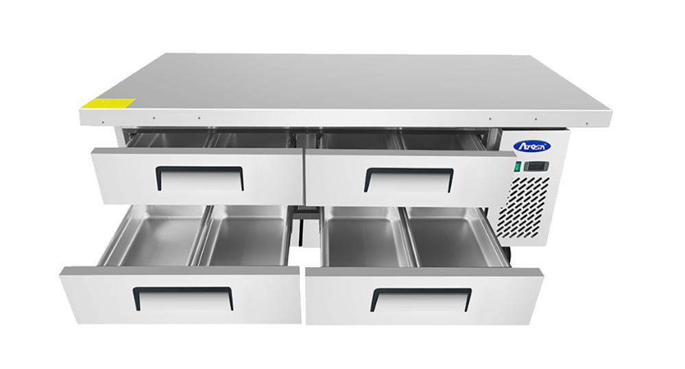 Atosa 76-Inch Commercial Refrigerator with 4 Drawers - Stainless Steel Undercounter Fridge for Restaurants, Bars & Catering Businesses - Perfect for Food Storage & Kitchen Organization