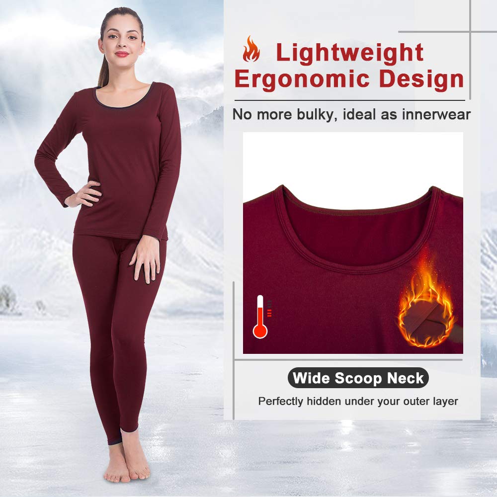 Women's Fleece Lined Thermal Underwear Set - Warm Long Johns Base Layer for Winter, Cold Weather & Outdoor Activities | Perfect for Skiing, Hiking & Snowboarding
