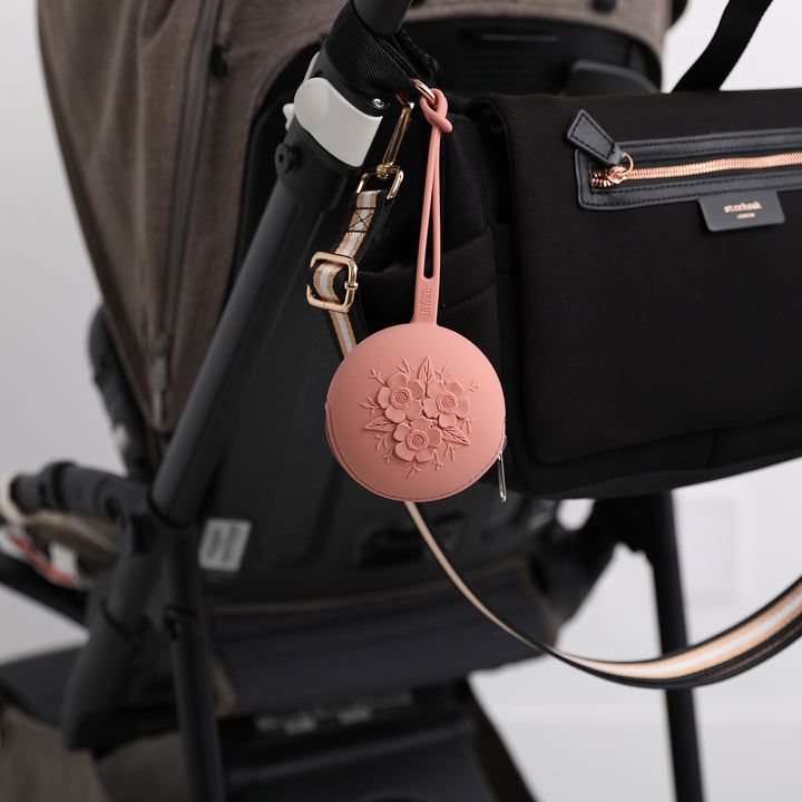 Adora Baby Pacifier Case Holder - Soft Silicone Pacifier Storage with Clip, Travel-Friendly for Newborns & Toddlers (Mauve) | Perfect for Diaper Bags, Strollers & On-the-Go Parenting