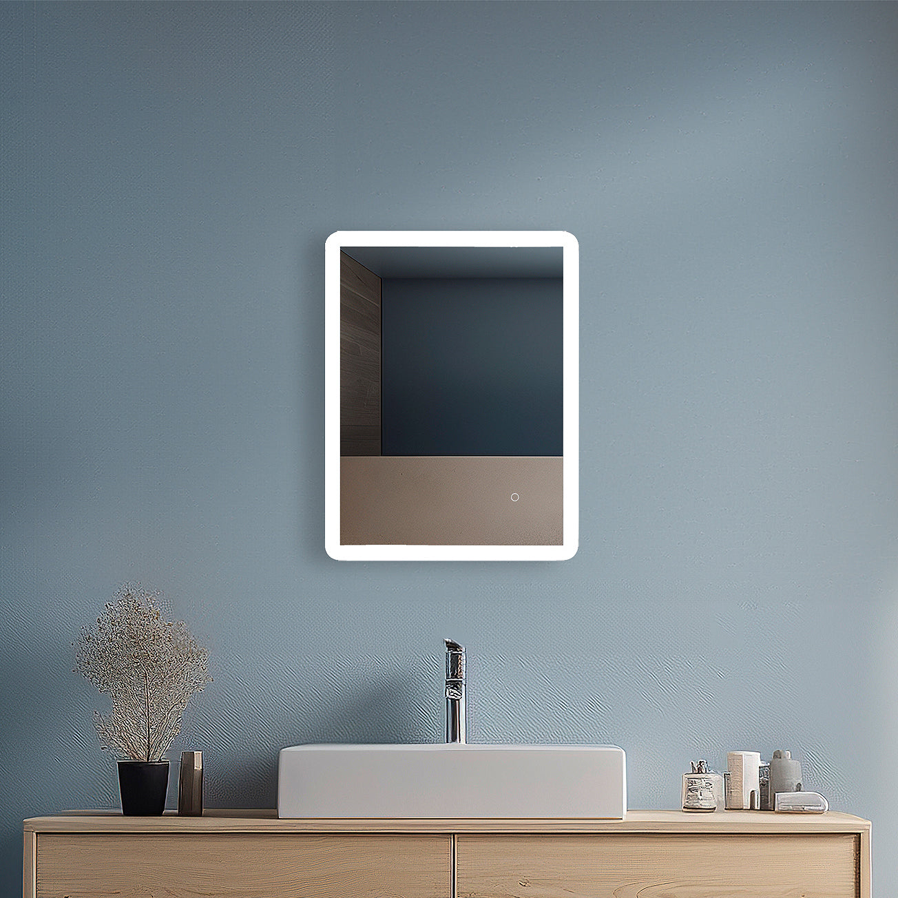 Pilsen LED Bathroom Mirror with Touch Dimmer & Anti-Fog Function - 4 Size Options for Vanity, Makeup & Shaving - Perfect for Modern Home & Spa Decor
