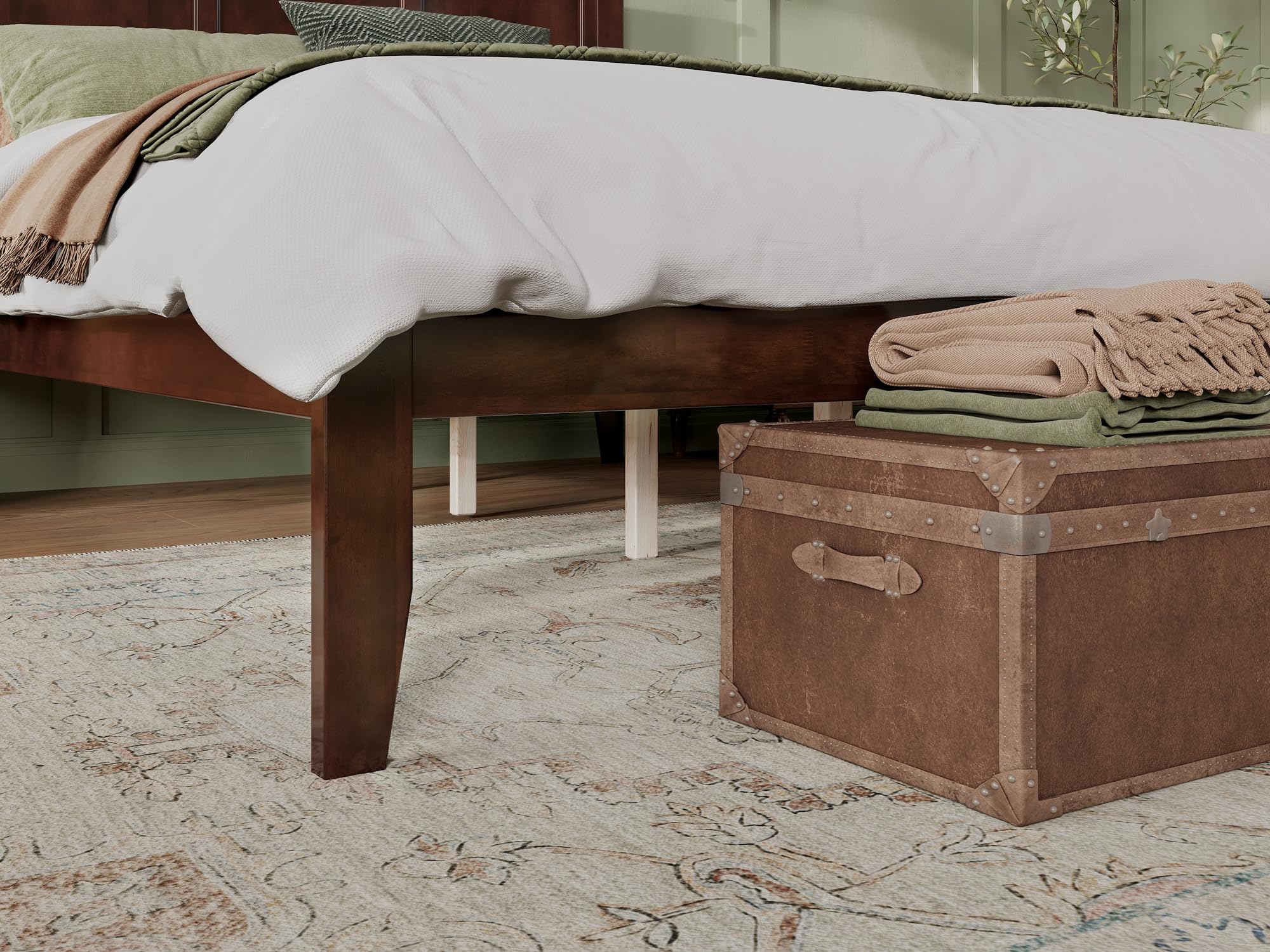 AFI Madison Queen Platform Bed with USB Charging Ports - Walnut Finish, Modern Bed Frame with Storage & Headboard - Perfect for Small Spaces & Guest Rooms