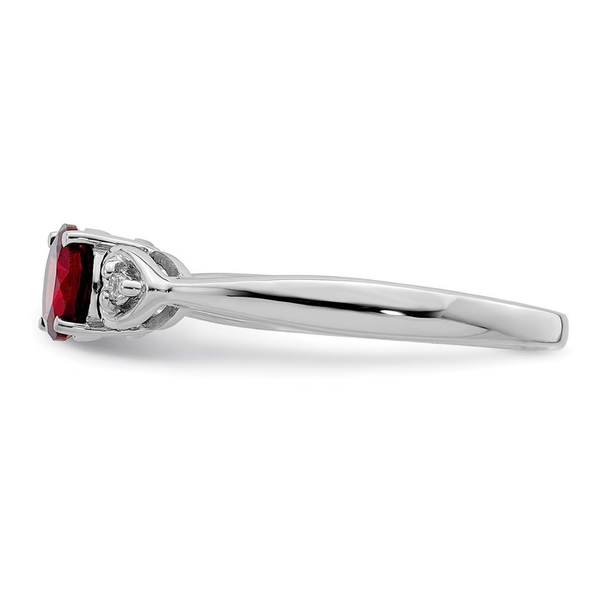 925 Sterling Silver Rhodium Plated Diamond & Garnet Round Ring for Women - 2mm Wide Elegant Wedding, Engagement, Anniversary Gift Jewelry