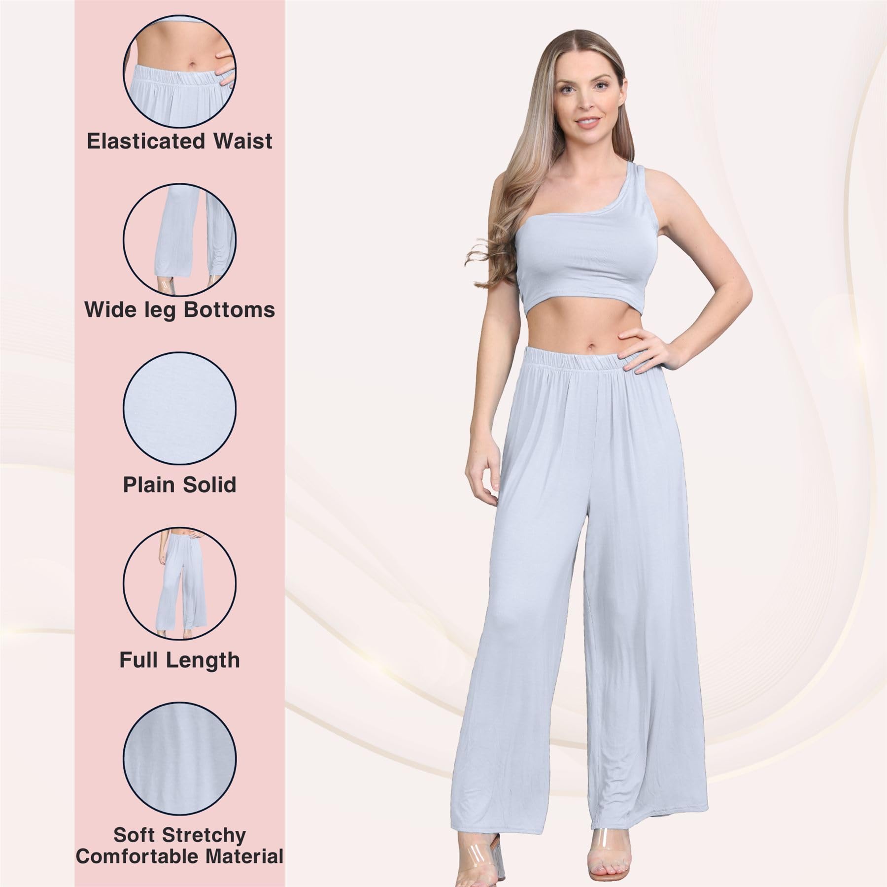 Janisramone® Women's Plain Wide Leg Palazzo Pants - High Waisted Elegant Trousers for Women | Casual & Office Wear | Perfect for Work, Travel & Special Occasions