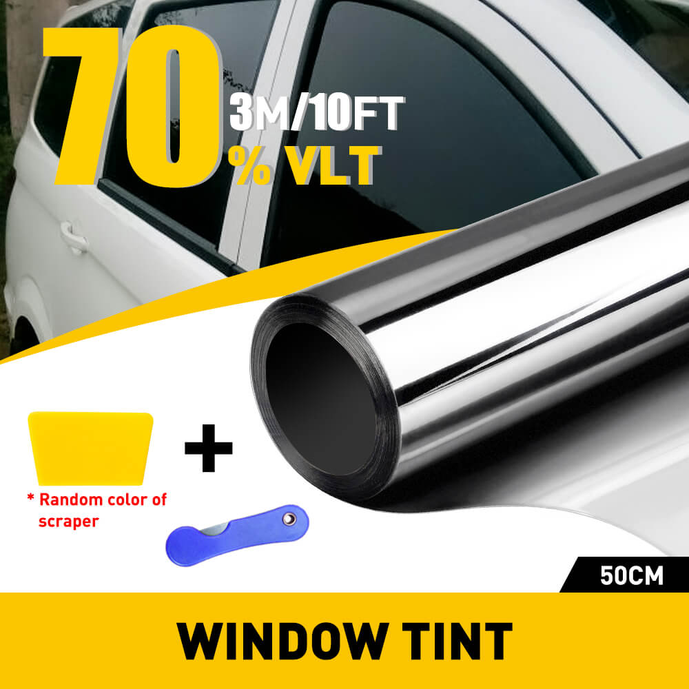 Premium Super Dark Black/Silver Car Window Tint Film Roll - 50cm x 3m (20