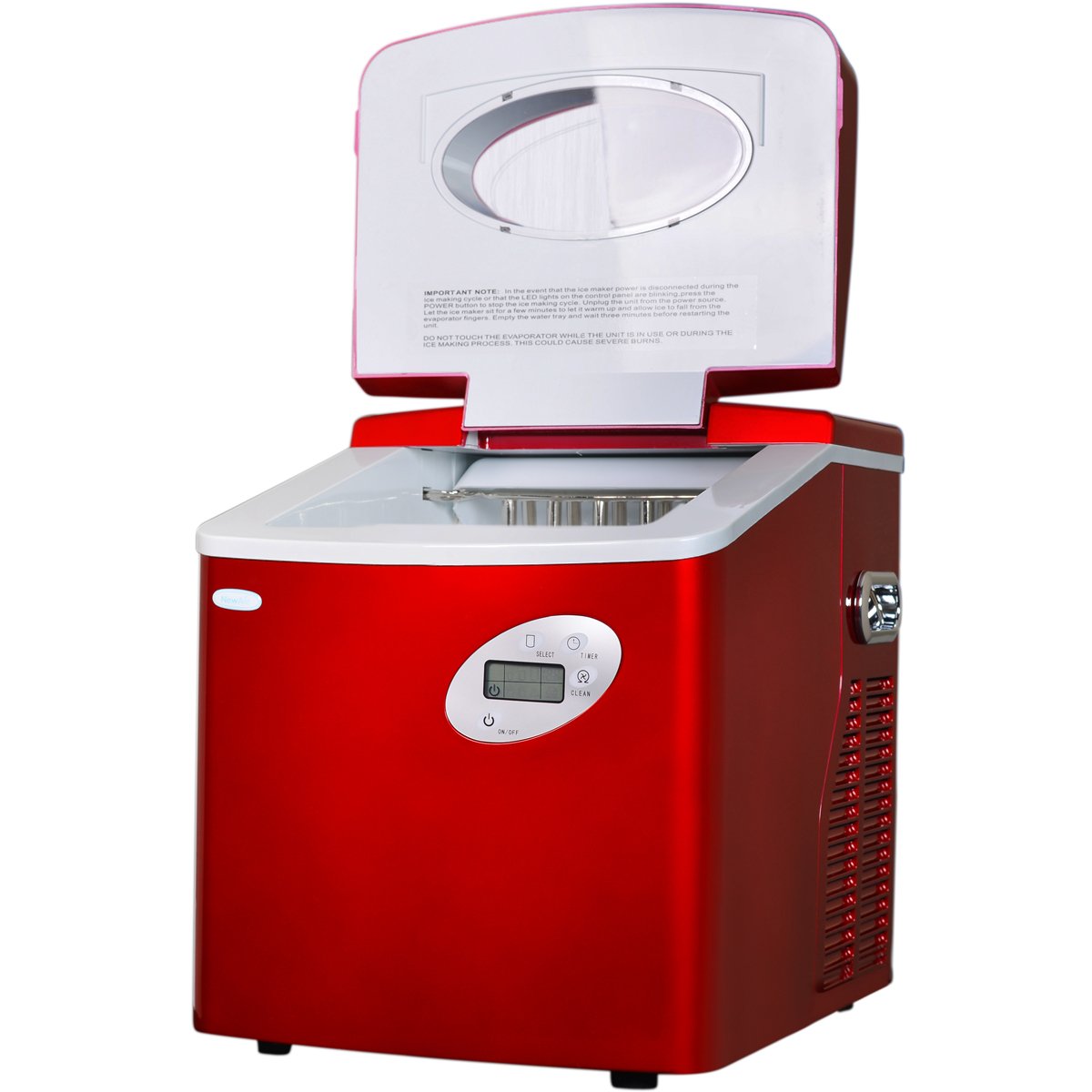 NewAir Portable Ice Maker 50 lb. Daily Output - Compact Countertop Ice Machine with 3 Bullet Ice Sizes, Fast 10-Min First Batch, Self-Cleaning & Quiet Operation (Red, AI-215R) - Perfect for Home, Office, RV, and Outdoor Parties