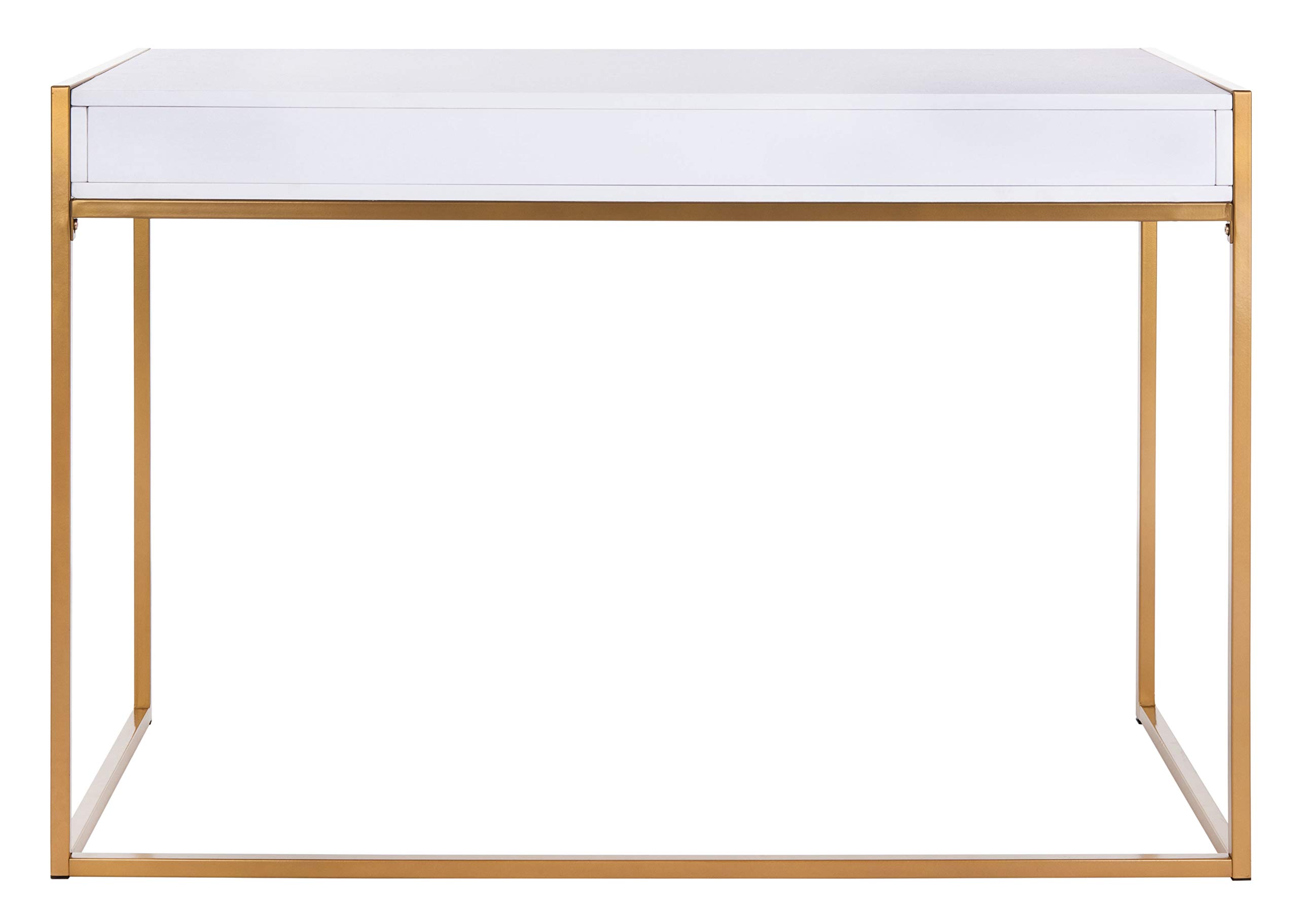 Safavieh Elodie Modern White and Gold 1-Drawer Home Office Desk - Stylish Writing Desk for Small Spaces, Dorm Rooms & Modern Workspaces