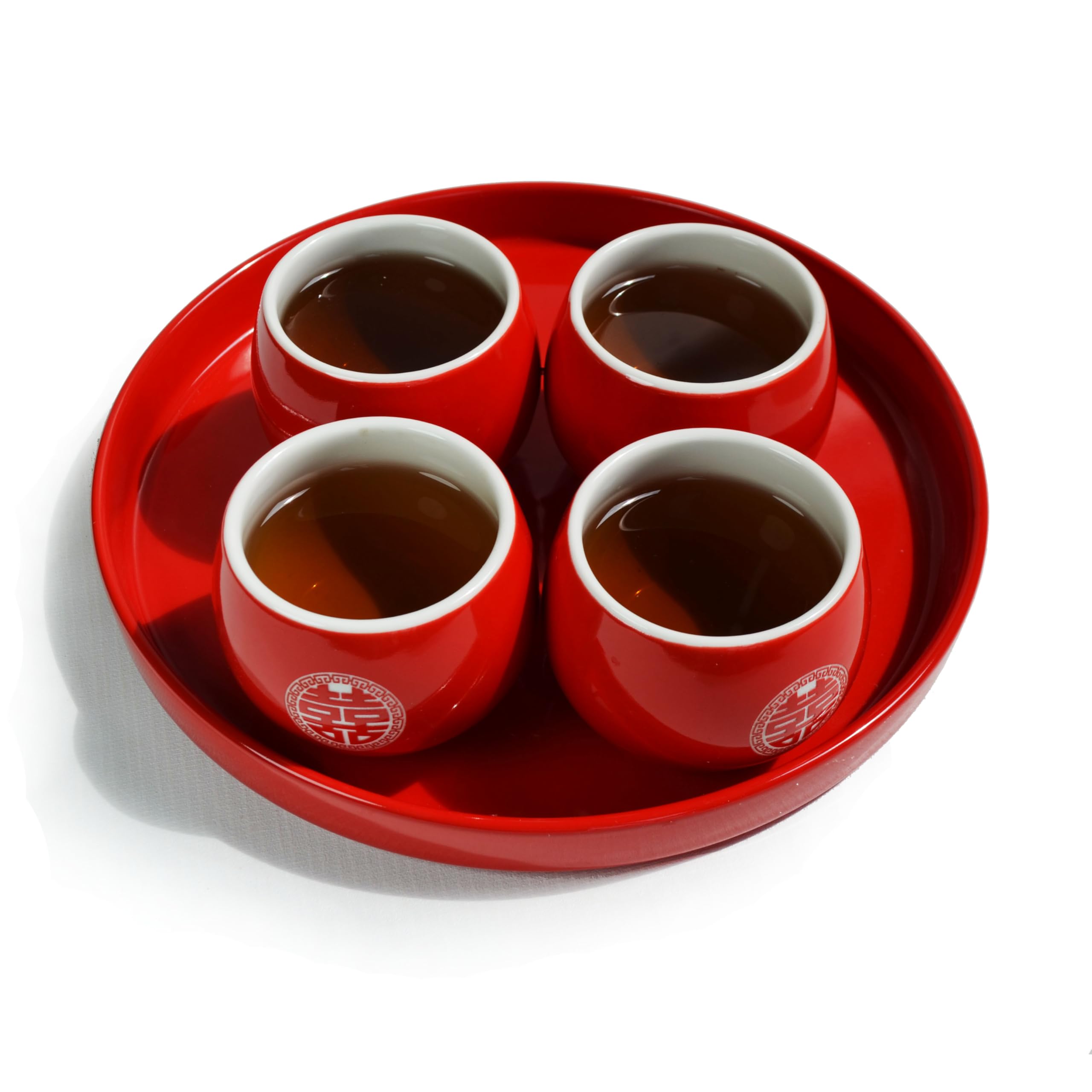 Premium Chinese Tea Gift Set - Elegant Porcelain Tea Pot with 4 Cups & Tray - Perfect for Tea Ceremony, Wedding Party, Home Decor (Double Happiness Design) - Ideal for Adults, Men & Women - Great for Gifting, Relaxation & Traditional Tea Culture Experience
