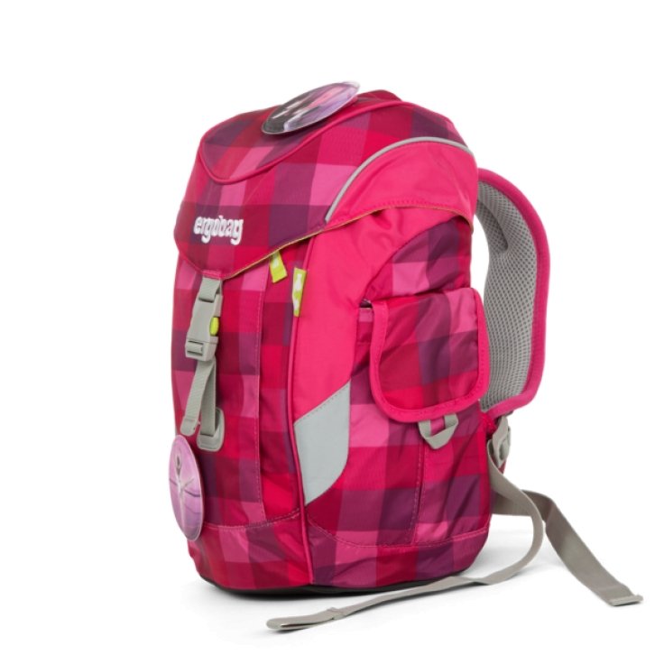 ergobag mini Backpack for Kids - Stylish Checkered Pink & Purple Design - Perfect for School, Travel & Daycare