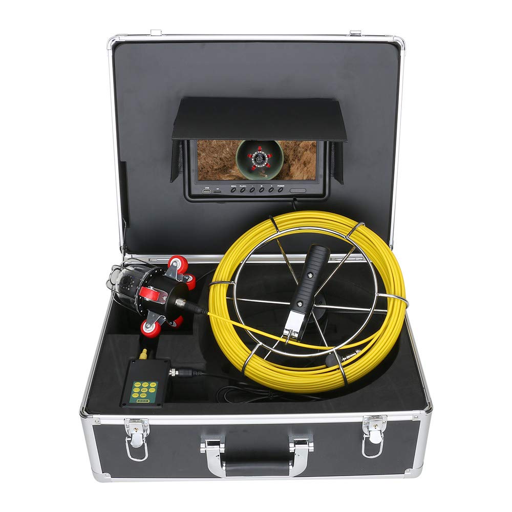 9 Inch Pipe Inspection Camera with DVR - 360° Rotating Sewer & Drain Endoscope for Industrial Use, 30M Cable - Perfect for Plumbing, HVAC & Pipeline Maintenance
