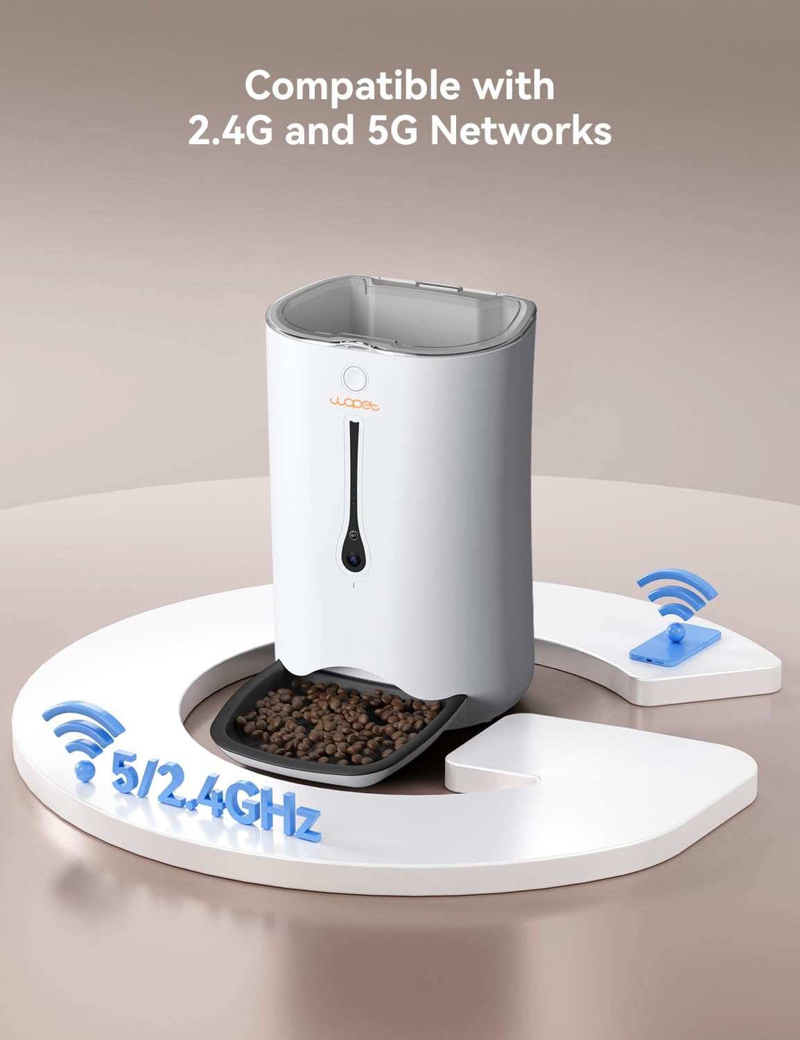 WOPET 7L Automatic Dog & Cat Feeder with HD Camera - 5G WiFi Smart Pet Food Dispenser with Timer, Voice Control & Video Recording - Perfect for Home Monitoring & Pet Care While Traveling
