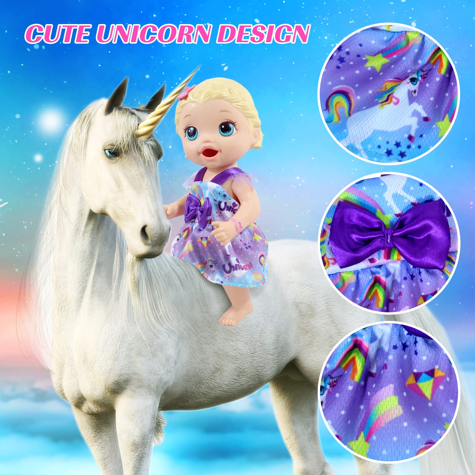 Alive Baby Doll Clothes 7-Piece Set - Outfits, Dresses & Swimsuit for 10-12 Inch Dolls - Perfect Gift for Girls Birthday, Christmas & Role Play | Playtime, Dress-Up & Collectible Scenes