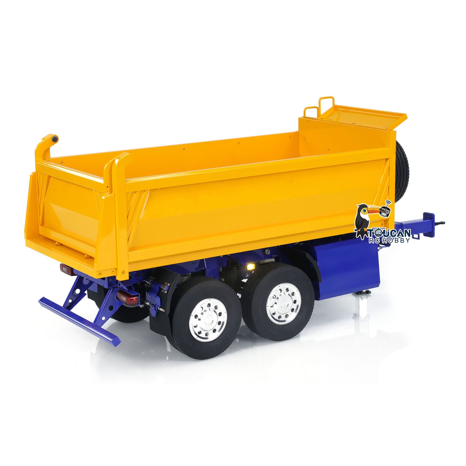 LESU 1/14 Scale Metal RC Hydraulic Dump Trailer - 2 Axle Electric Remote Control Truck with Self-Dumping Function - Perfect for Construction Site Simulation, Farm Toy Play & RC Vehicle Accessories