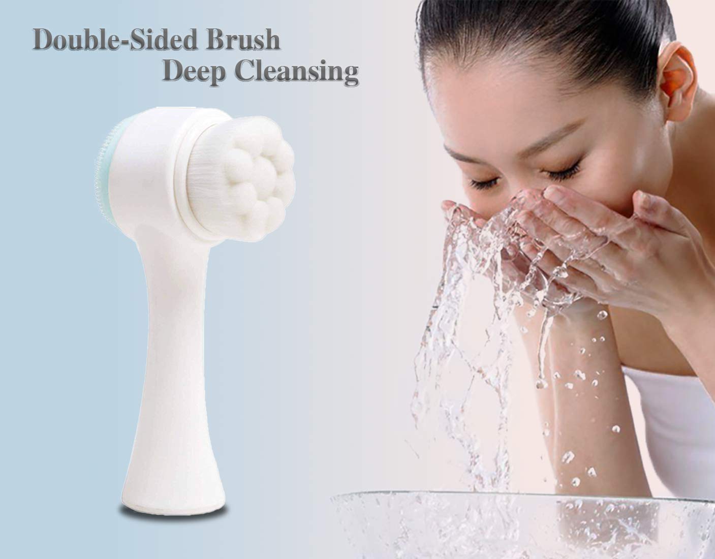 Deep Pore Cleansing Brush - Exfoliating Facial Scrubber with Bamboo Fiber for Blackhead Removal & Skin Massage | Double-Sided Soft Brush for Daily Face Wash & Spa Skincare Routine