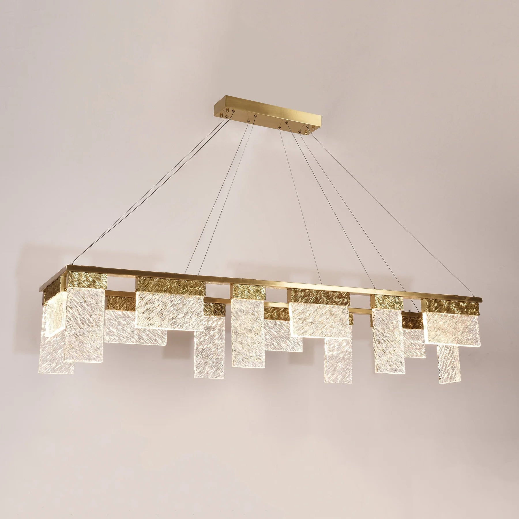 Modern Aimee LED Rectangle Chandelier - Energy Efficient Crystal Ceiling Light Fixture for Dining Room, Living Room & Bedroom | Elegant Home Decor Lighting Solution