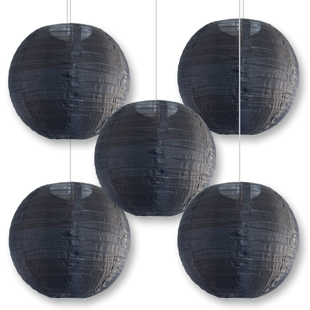 5 Pack Black Shimmering Nylon Lanterns - 10