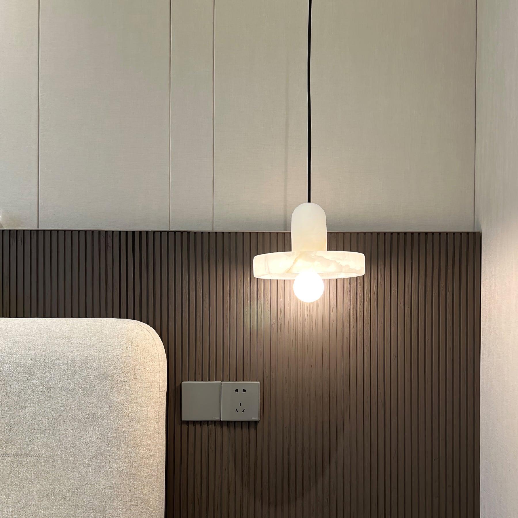 Elegant Carrara Marble Pendant Lamp - Modern Glass Hanging Light Fixture for Kitchen Island, Dining Room & Bedroom Decor