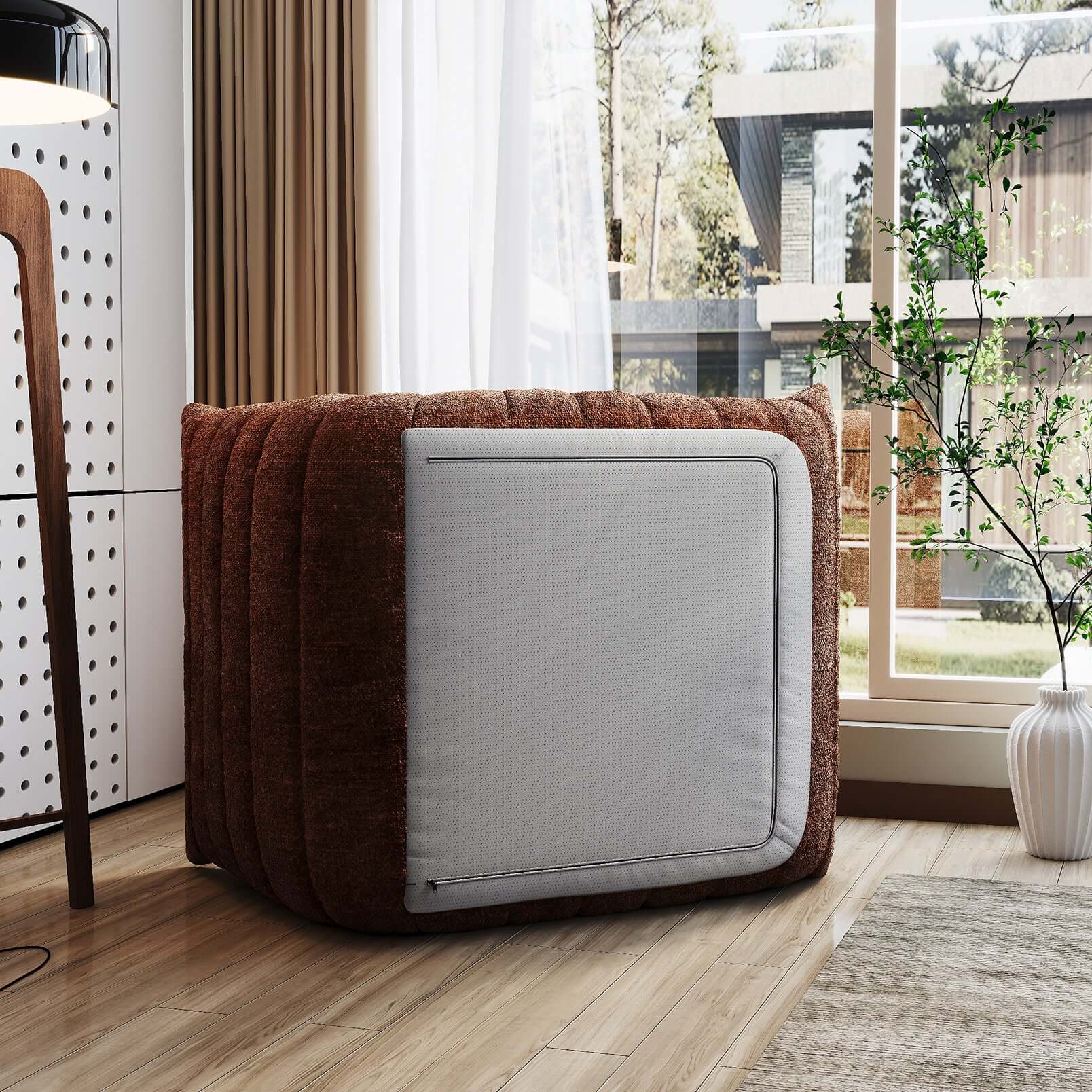 Comfortable Compressed Foam Floor Couch - Soft Chenille Togo Style Sofa for Living Room, Bedroom, Dorm or Lounge - Perfect for Relaxing, Reading and Entertaining Guests