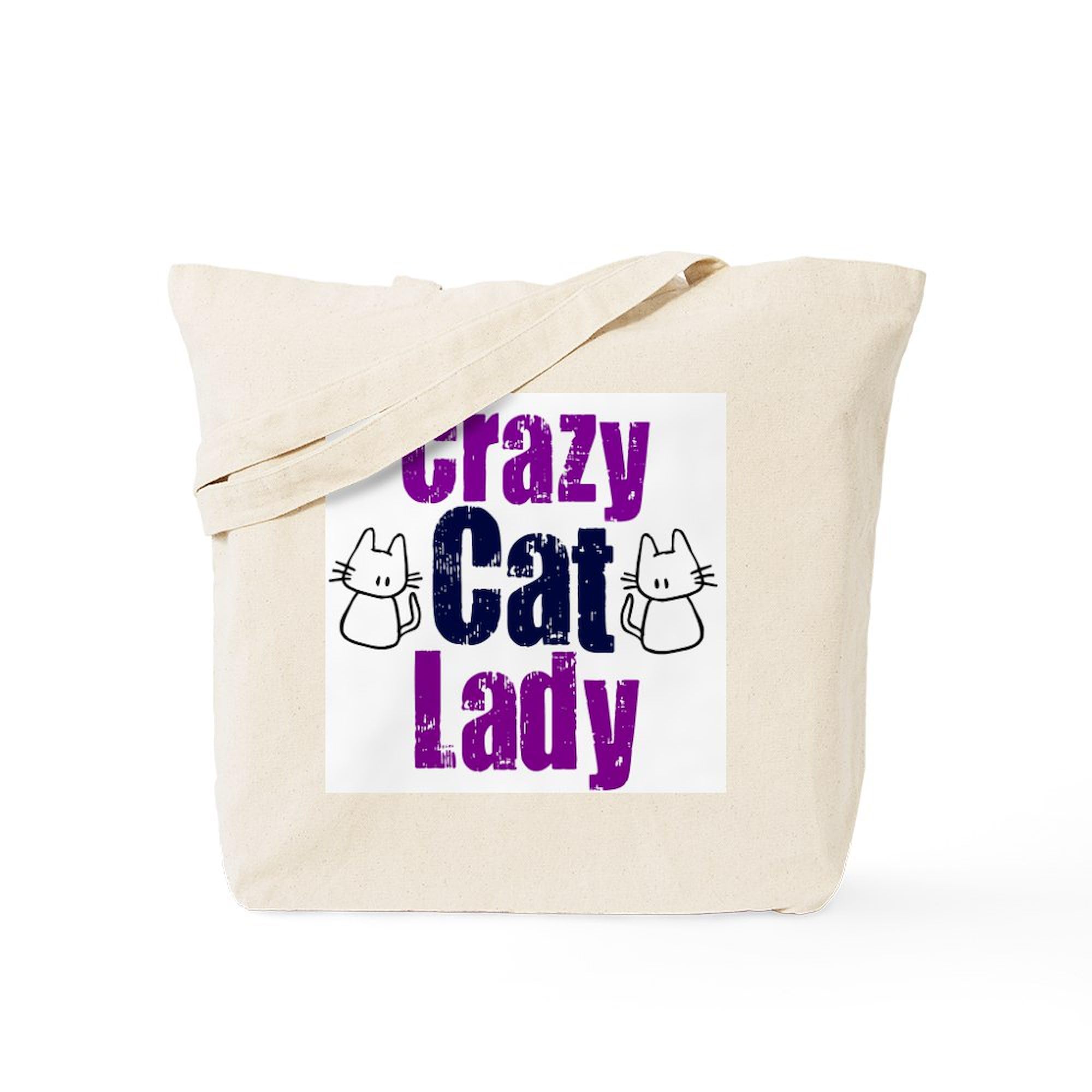 Crazy Cat Lady Tote Bag - Natural Canvas Reusable Shopping Bag for Women | Perfect for Groceries, Beach Trips & Cat Lovers Gift