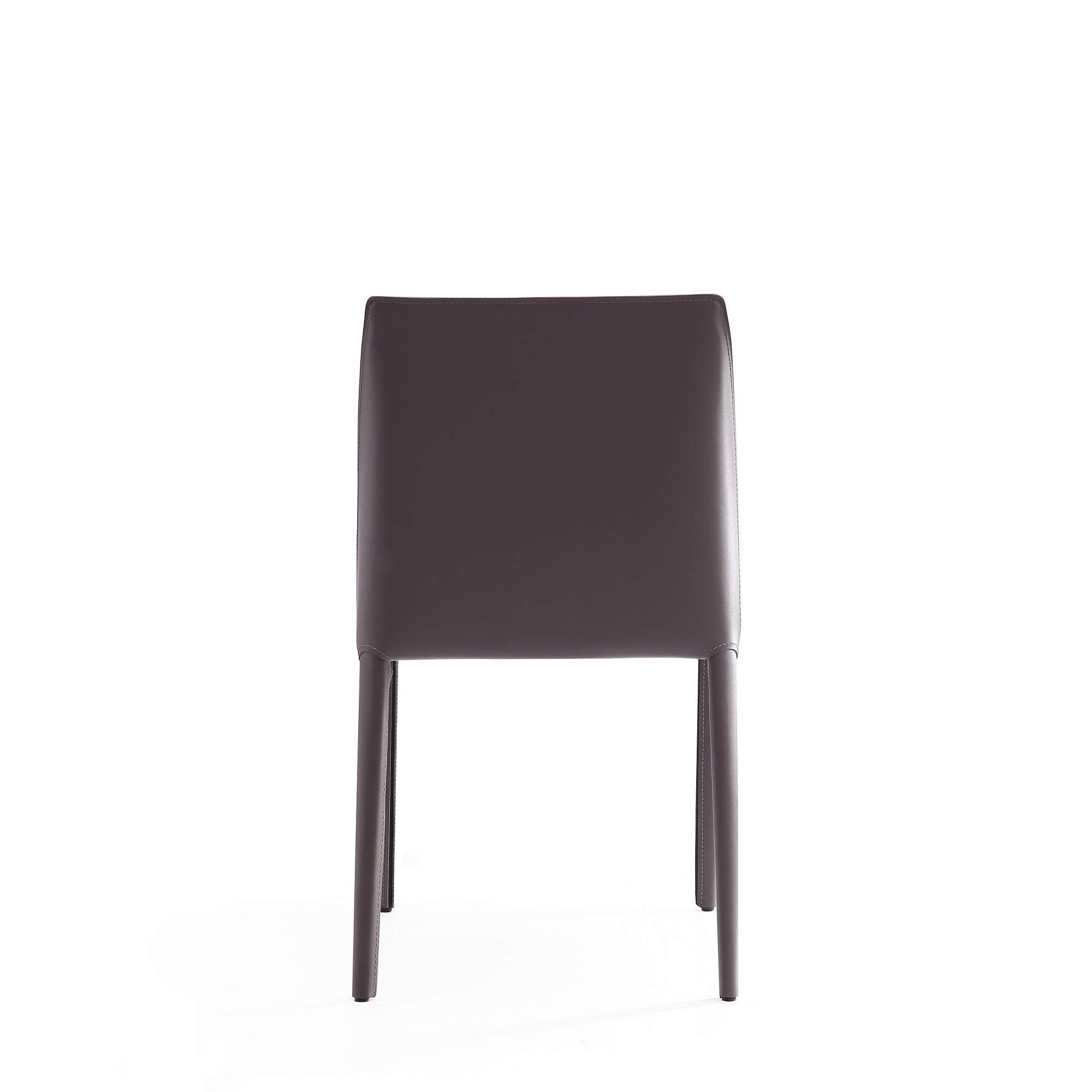 Paris Modern Saddle Leather Dining Chairs - Set of 2 Grey Metal Frame Kitchen Chairs with Padded Seat | Fully Assembled Comfortable Accent Furniture for Dining Room, Kitchen & Breakfast Nook
