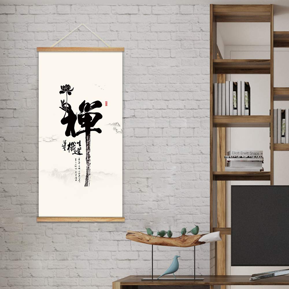 Zen Buddha Wall Art Poster with Wood Frame - 18x36 Inch Hanging Home Decor for Living Room, Bedroom & Meditation Space - SIGNWIN Buddhist Artwork for Peaceful Interior Design
