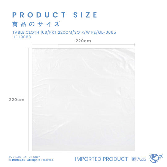 Disposable Tablecloth 10-Pack, 220cm x 220cm, Red & White, PE/QL Material (HFH9063) - Perfect for Parties, Picnics, and Events