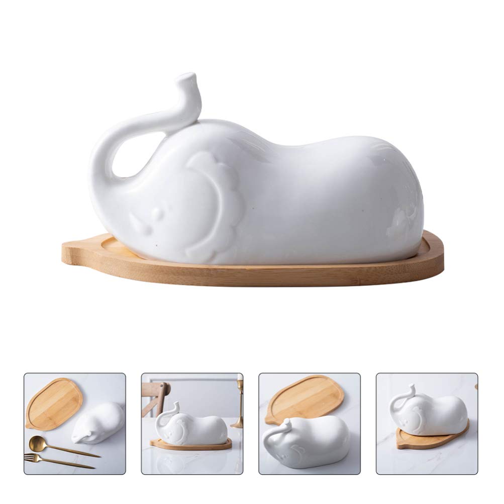 Hemoton 1 Set Ceramic Butter Dish with Lid - French Style Cake Plate, Appetizer Container, Bread & Cheese Serving Dish - Perfect for Kitchen, Dining Table & Party Decor (White)